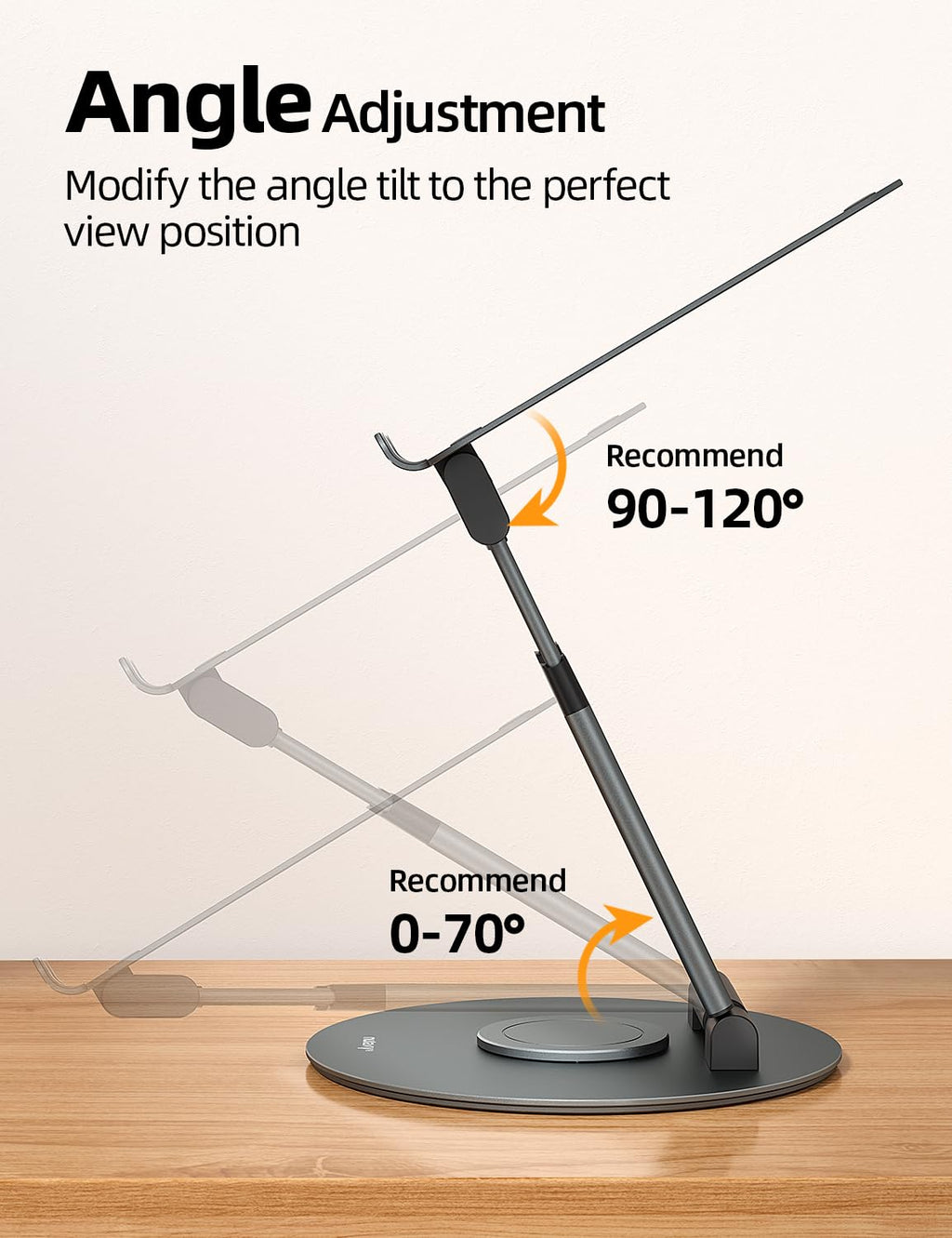 Nulaxy Swivel Laptop Stand Adjustable Height up to 21", Ergonomic Laptop Stand with 360 Rotating Base