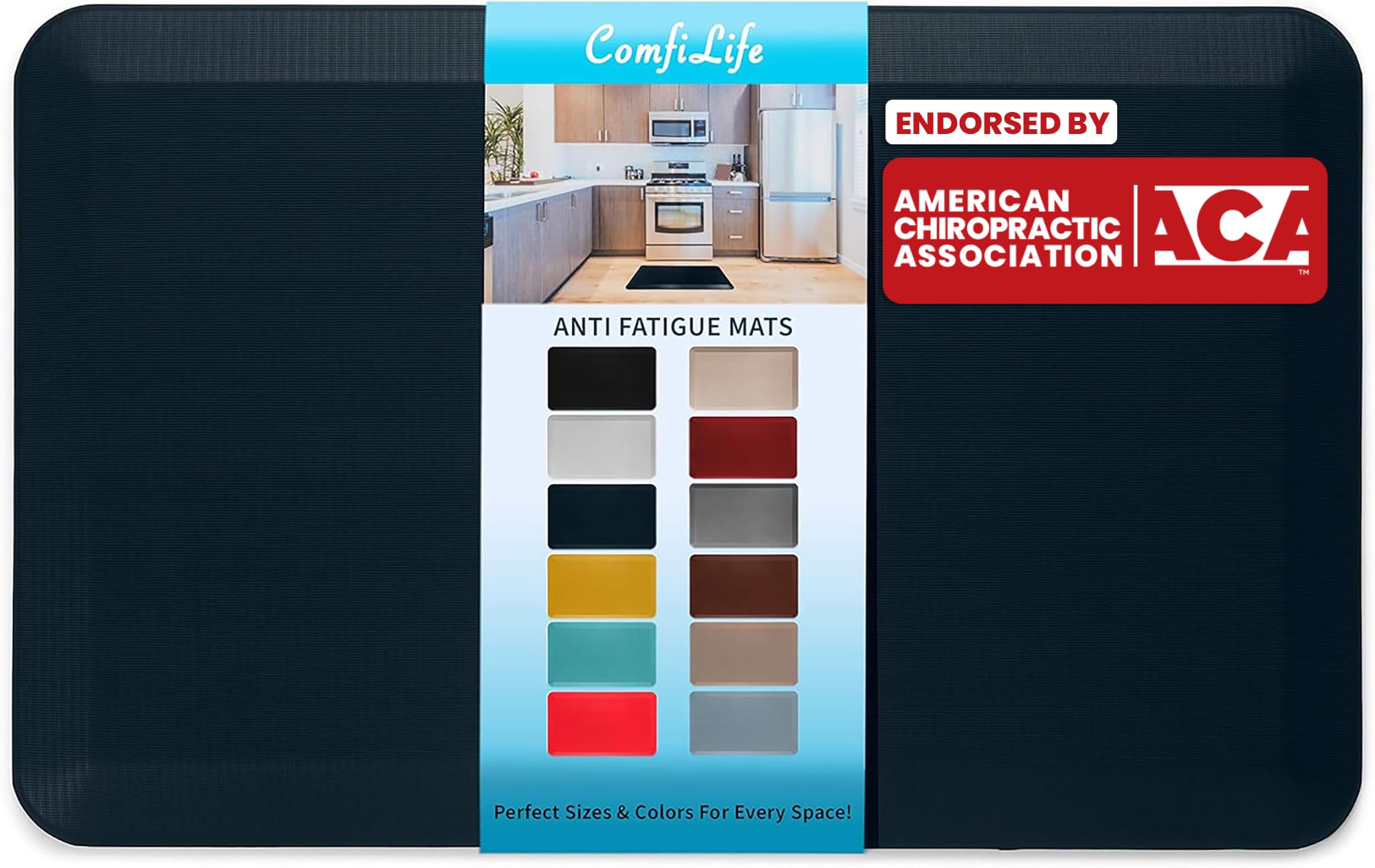 ComfiLife Anti Fatigue Floor Mat – 3/4 Inch Thick Perfect Kitchen Mat, Standing Desk Mat – Kitchen Rug – Comfort at Home, Office – Durable – Stain Resistant – Non-Slip Bottom