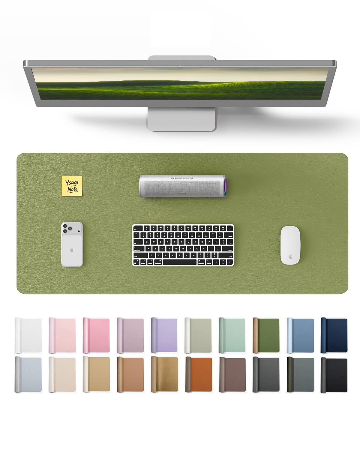 YSAGi Leather Desk Mat, Large Mouse Mat, Non-Slip Desk Pad Desk Protector Mat, Waterproof PU Leather Laptop Mat Table Mat Desk Writing Pad for Office and Home