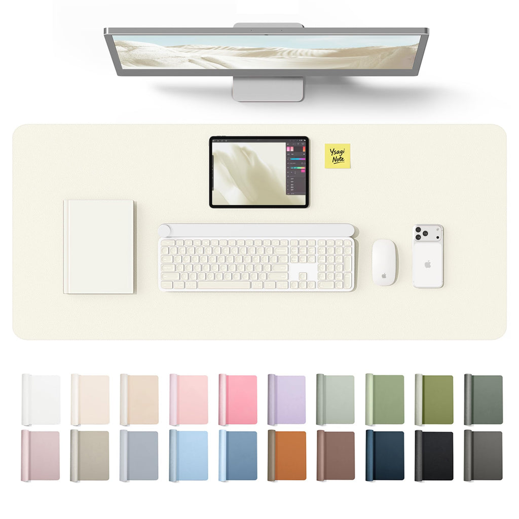 YSAGi Leather Desk Mat, Large Mouse Mat, Non-Slip Desk Pad Desk Protector Mat, Waterproof PU Leather Laptop Mat Table Mat Desk Writing Pad for Office and Home