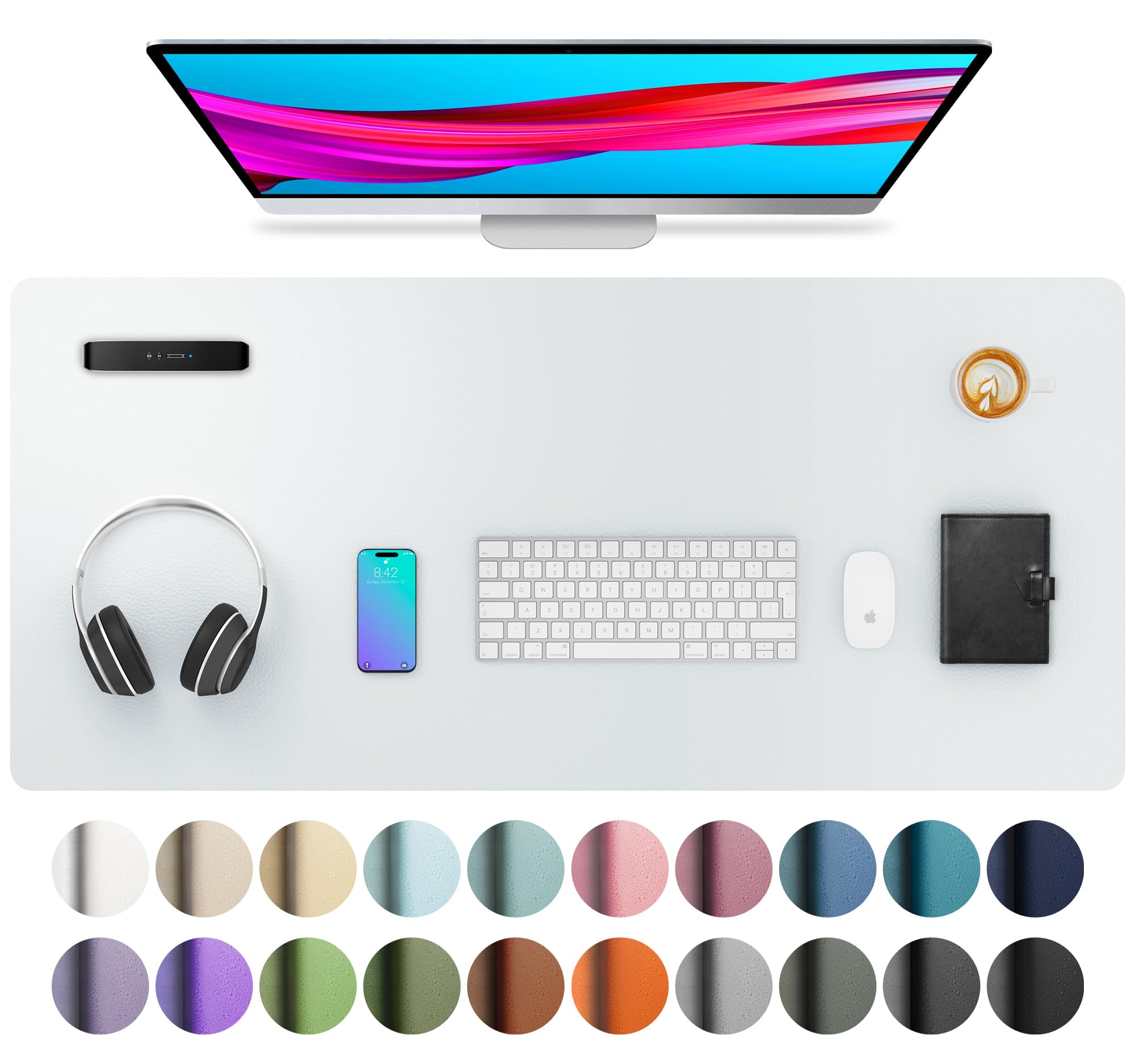 Leather Desk Pad Protector,Mouse Pad,Office Desk Mat,Non-Slip PU Leather Desk Blotter,Laptop Desk Pad,Waterproof Desk Writing Pad for Office and Home