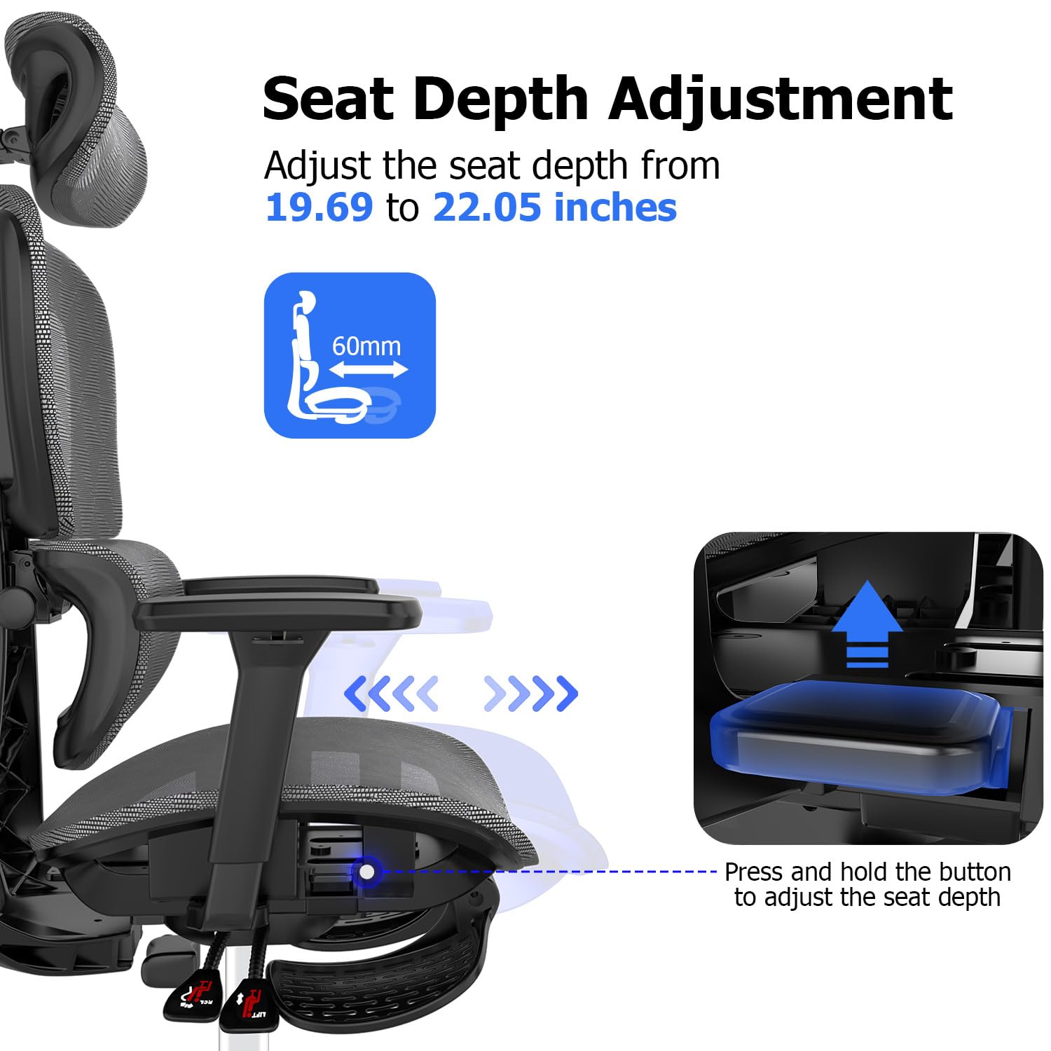 PatioMage Ergonomic Mesh Office Chair with 3D Adjustable Armrest,High Back Desk Computer Chair Ergo3d Ergonomic with Wheels for Home & Office Black