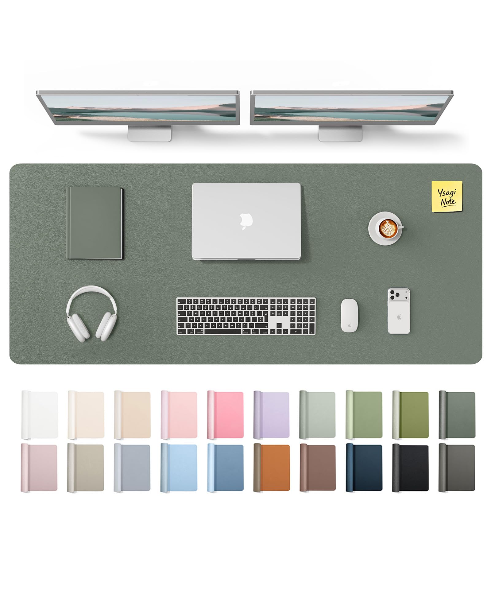 YSAGi Leather Desk Mat, Large Mouse Mat, Non-Slip Desk Pad Desk Protector Mat, Waterproof PU Leather Laptop Mat Table Mat Desk Writing Pad for Office and Home