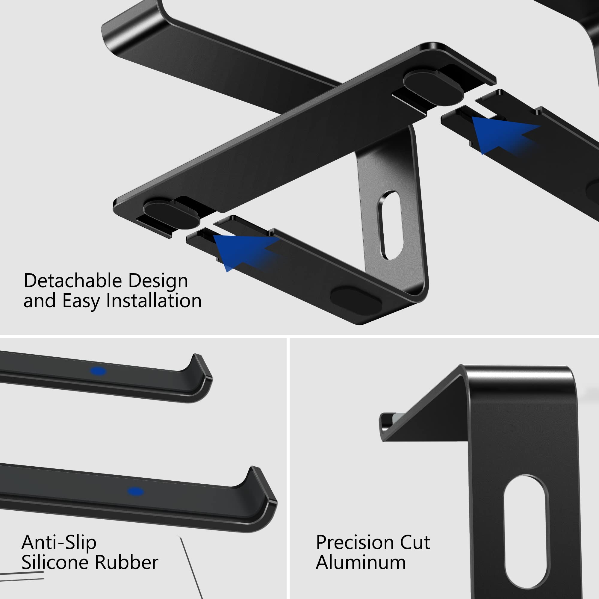 BESIGN LS03 Aluminum Laptop Stand, Ergonomic Detachable Computer Stand, Notebook Holder, Laptop Mount Compatible with Air, Pro, Dell, HP, Lenovo More 10-15.6" Laptops