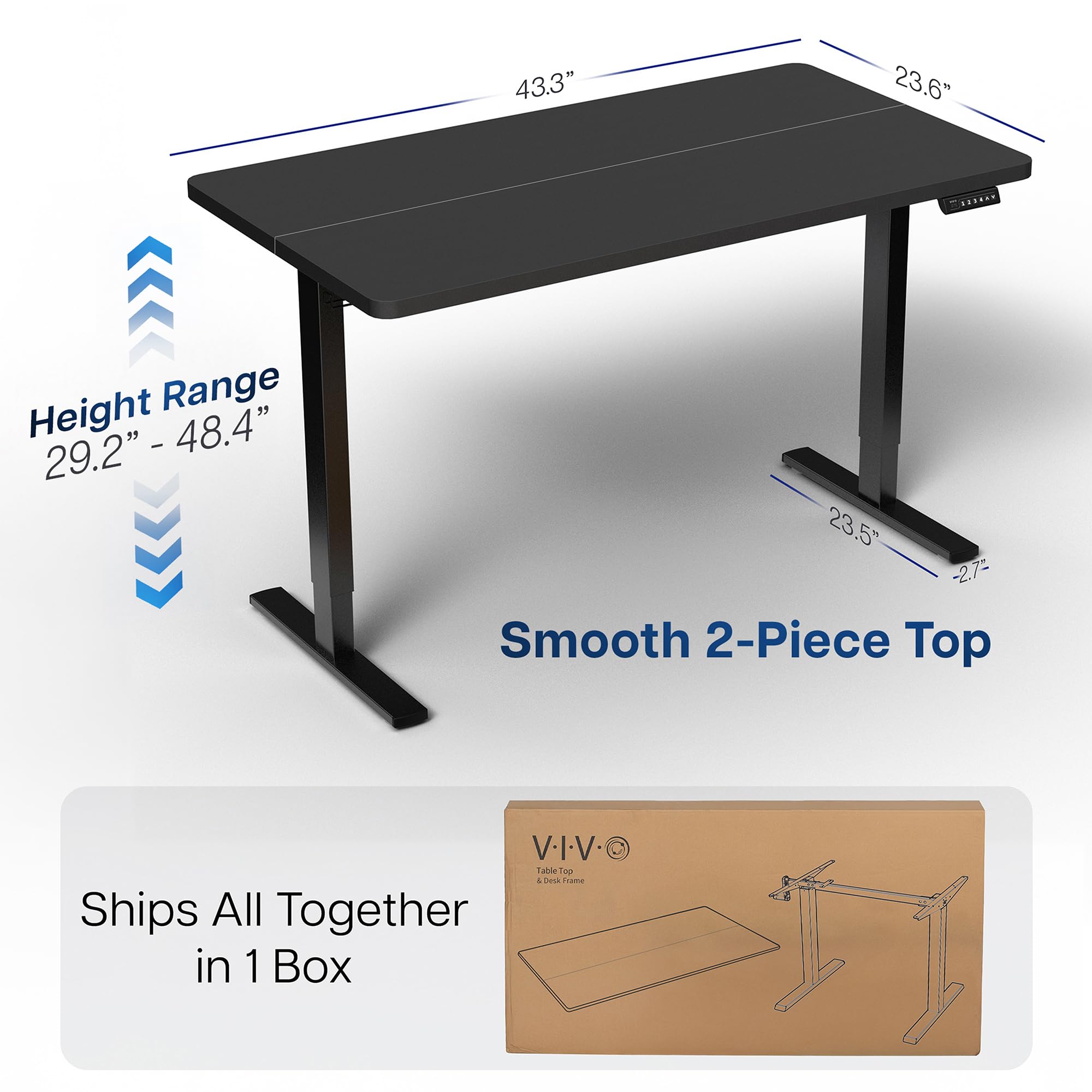 VIVO Electric Standing Desk Workstation, Memory Controller Height Adjustment, 1B Series