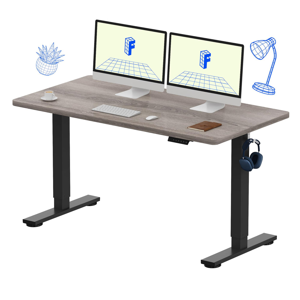 FLEXISPOT EN1 One-Piece Standing Desk, Electric Adjustable with 4 Memory Presets, 176 LBS Capacity, Stable & Quiet, Seamless Desktop for Home Office & Dual Monitors