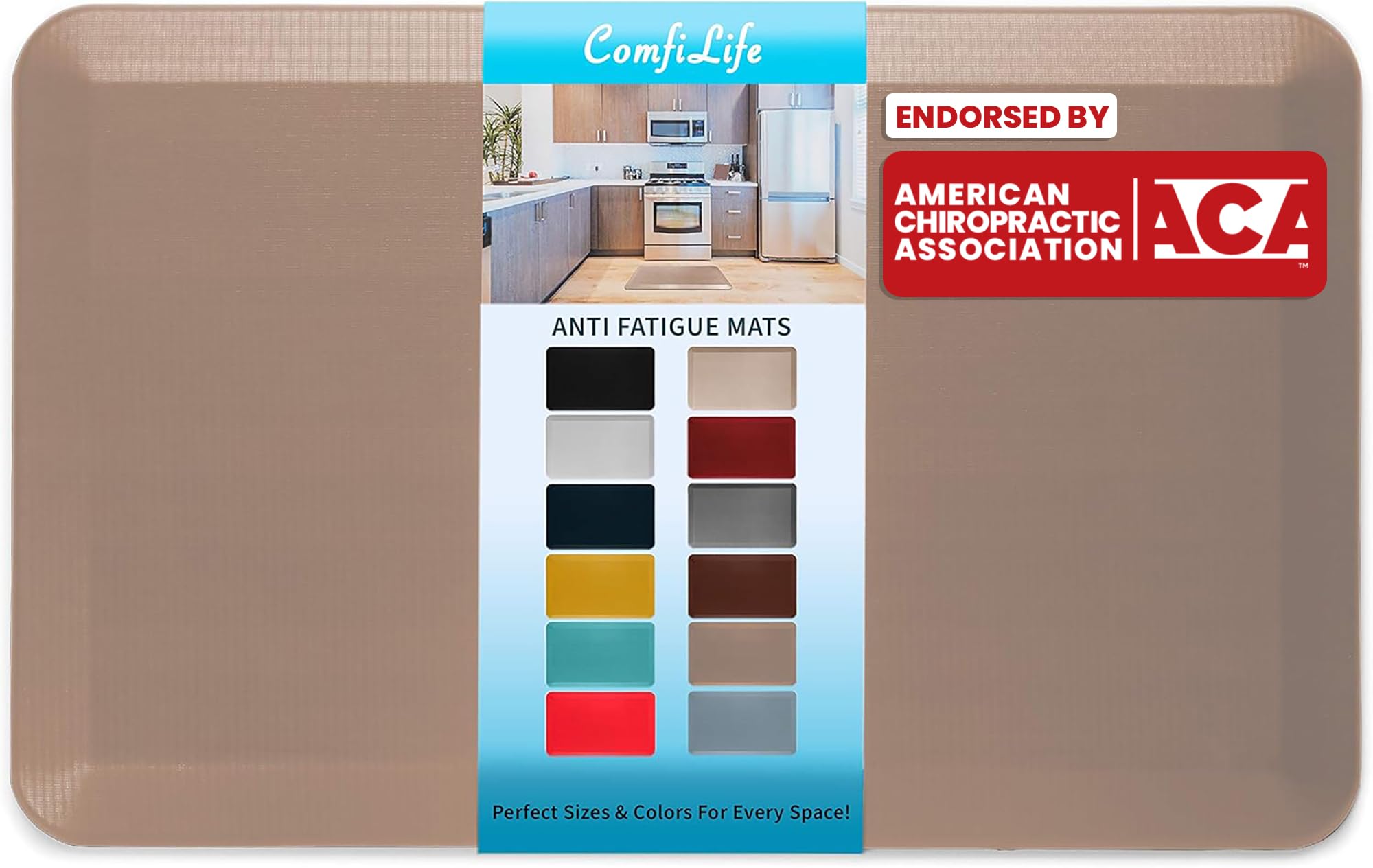ComfiLife Anti Fatigue Floor Mat – 3/4 Inch Thick Perfect Kitchen Mat, Standing Desk Mat – Kitchen Rug – Comfort at Home, Office – Durable – Stain Resistant – Non-Slip Bottom