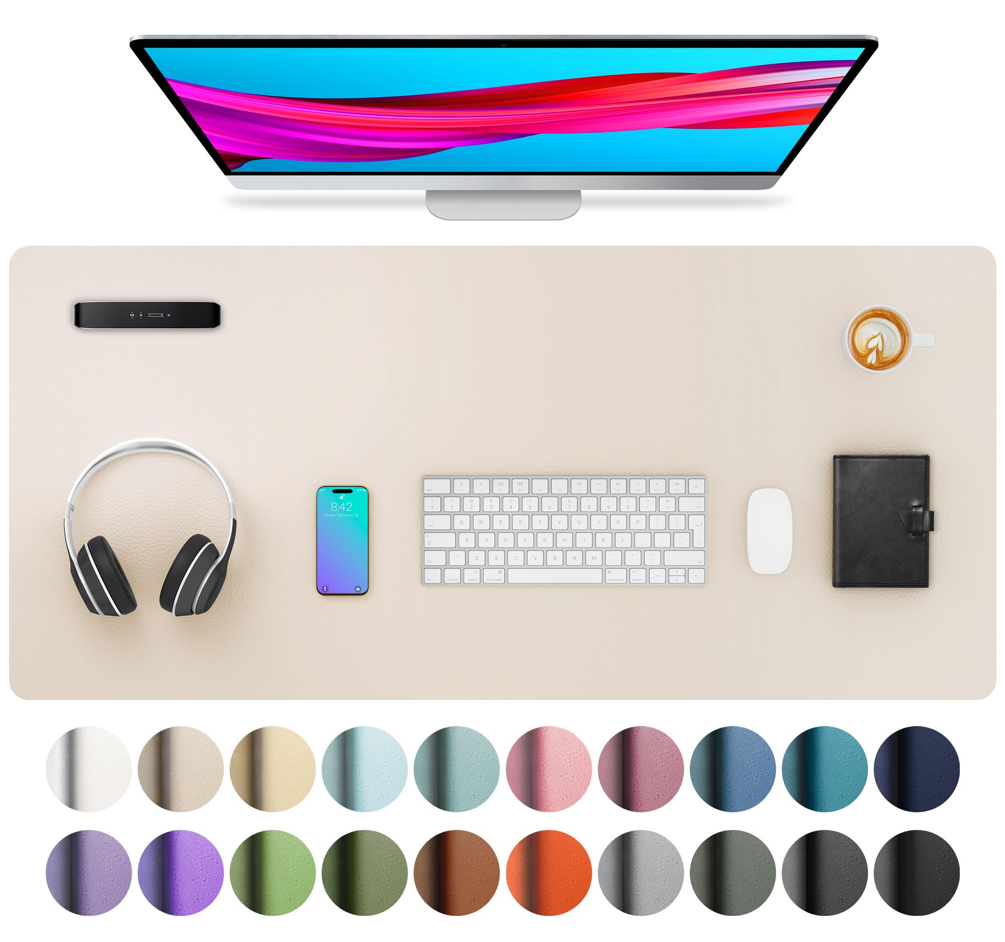 Leather Desk Pad Protector,Mouse Pad,Office Desk Mat,Non-Slip PU Leather Desk Blotter,Laptop Desk Pad,Waterproof Desk Writing Pad for Office and Home
