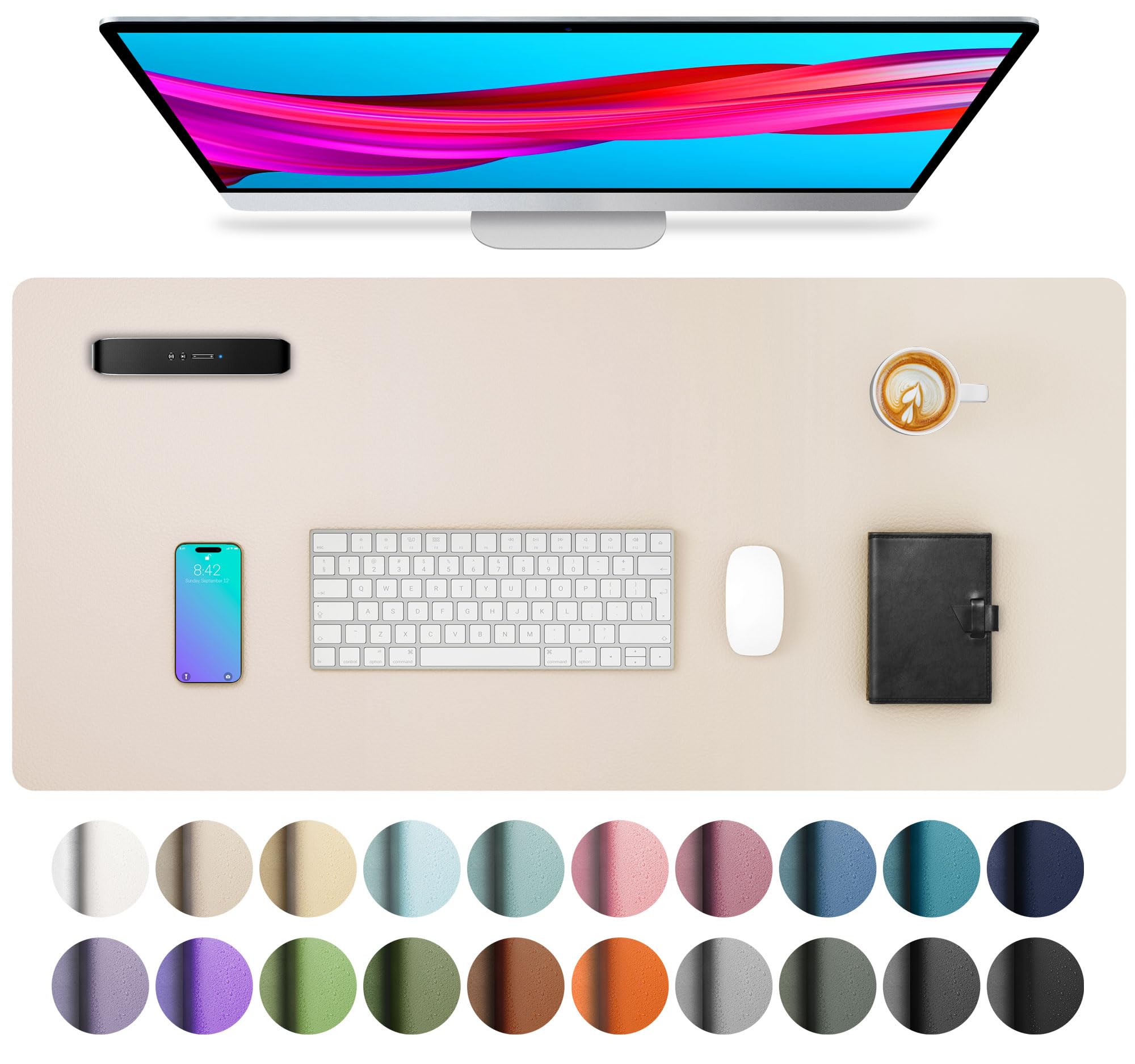 Leather Desk Pad Protector,Mouse Pad,Office Desk Mat,Non-Slip PU Leather Desk Blotter,Laptop Desk Pad,Waterproof Desk Writing Pad for Office and Home