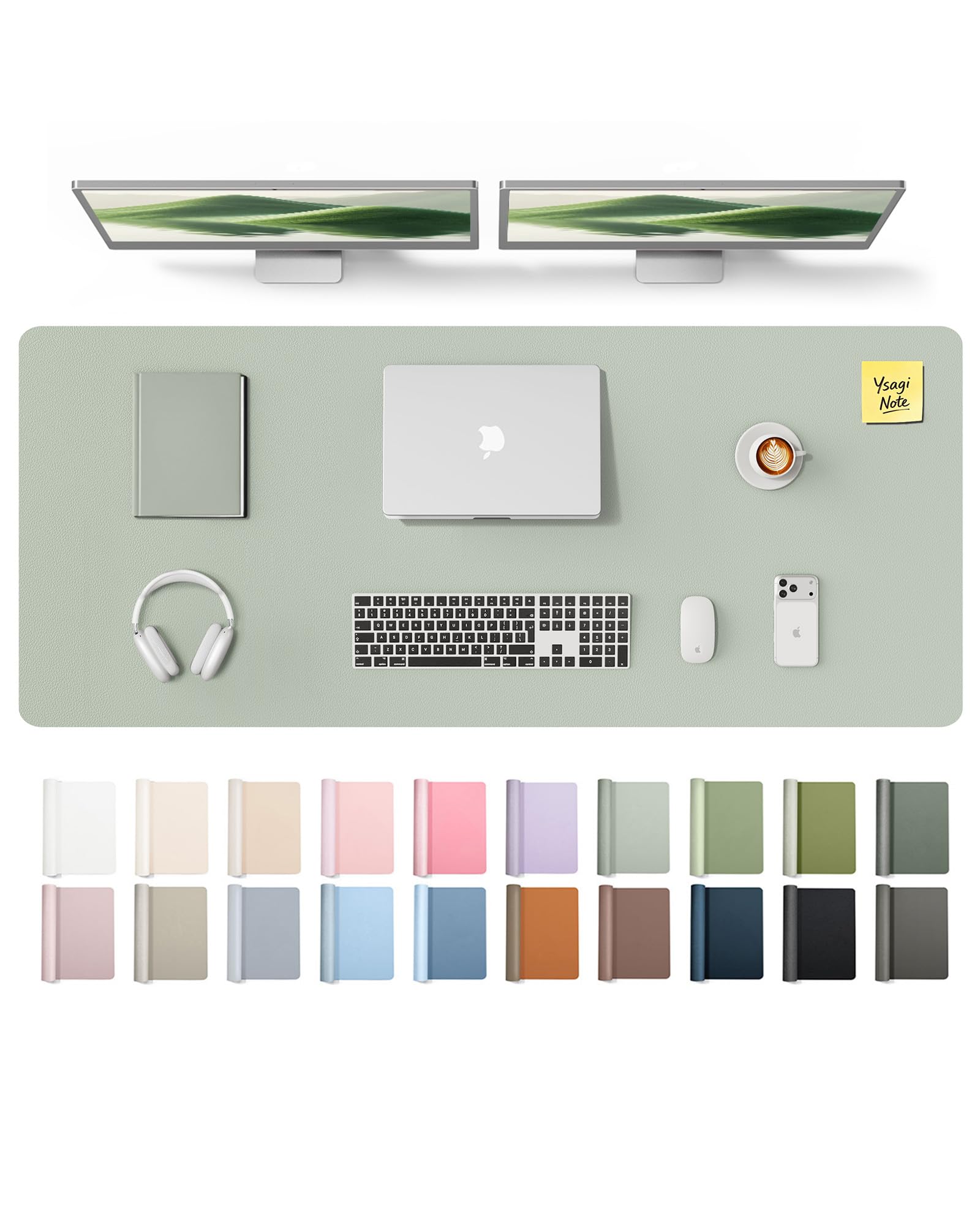 YSAGi Leather Desk Mat, Large Mouse Mat, Non-Slip Desk Pad Desk Protector Mat, Waterproof PU Leather Laptop Mat Table Mat Desk Writing Pad for Office and Home