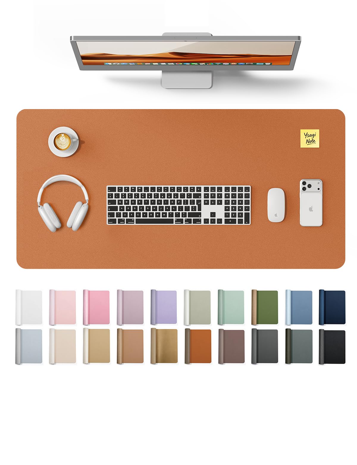 YSAGi Leather Desk Mat, Large Mouse Mat, Non-Slip Desk Pad Desk Protector Mat, Waterproof PU Leather Laptop Mat Table Mat Desk Writing Pad for Office and Home