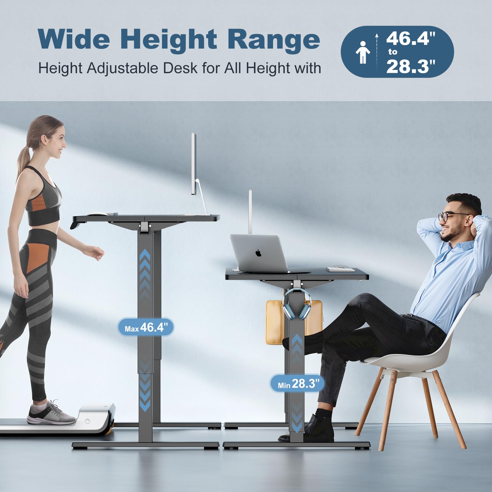 DUMOS Standing Desk, Electric Standing Desk Adjustable Height Ergonomic Adjustable Desk with Memory Preset, Computer Desk Stand Up Desk with T-Shaped Bracket Suitable for Home Office