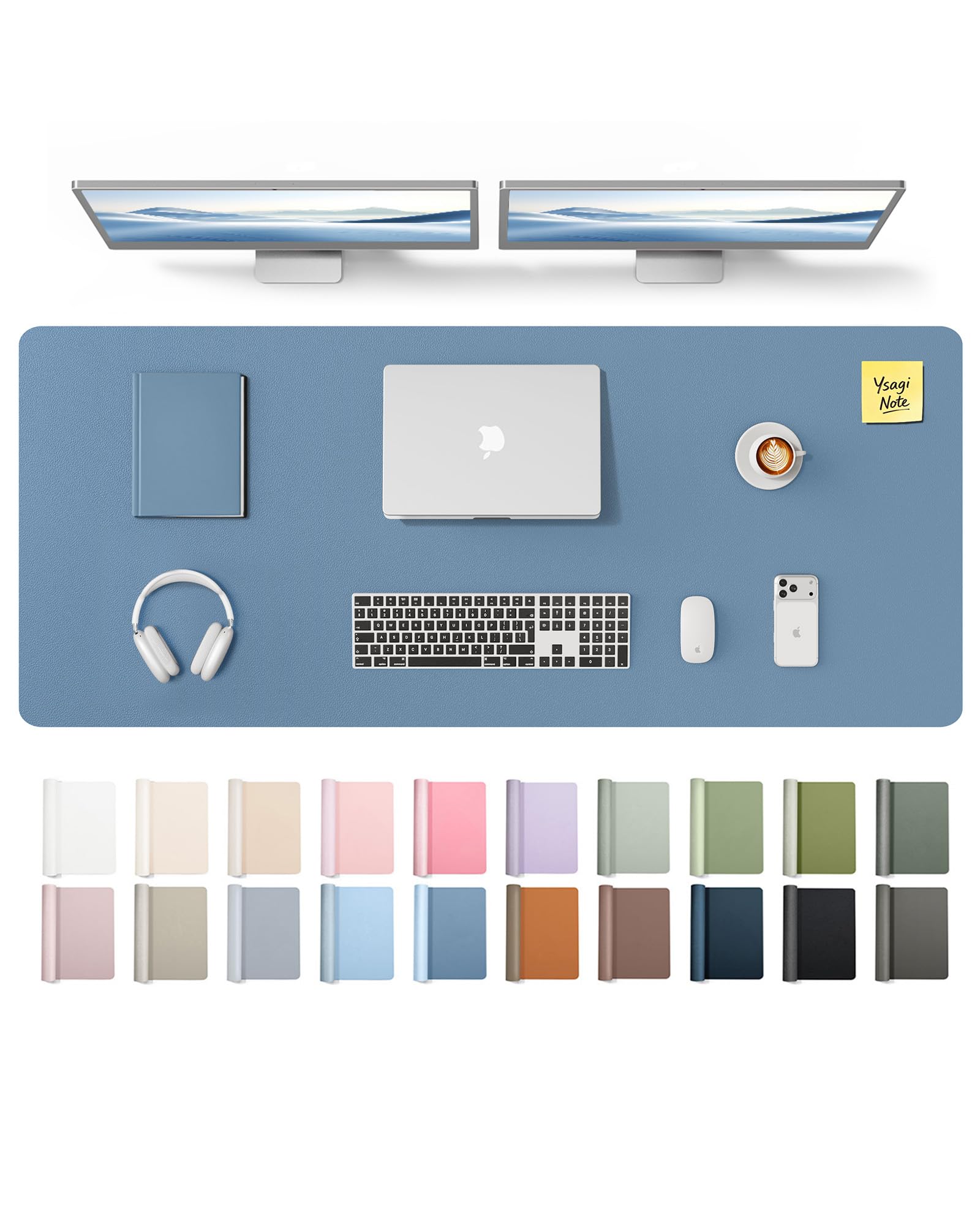 YSAGi Leather Desk Mat, Large Mouse Mat, Non-Slip Desk Pad Desk Protector Mat, Waterproof PU Leather Laptop Mat Table Mat Desk Writing Pad for Office and Home