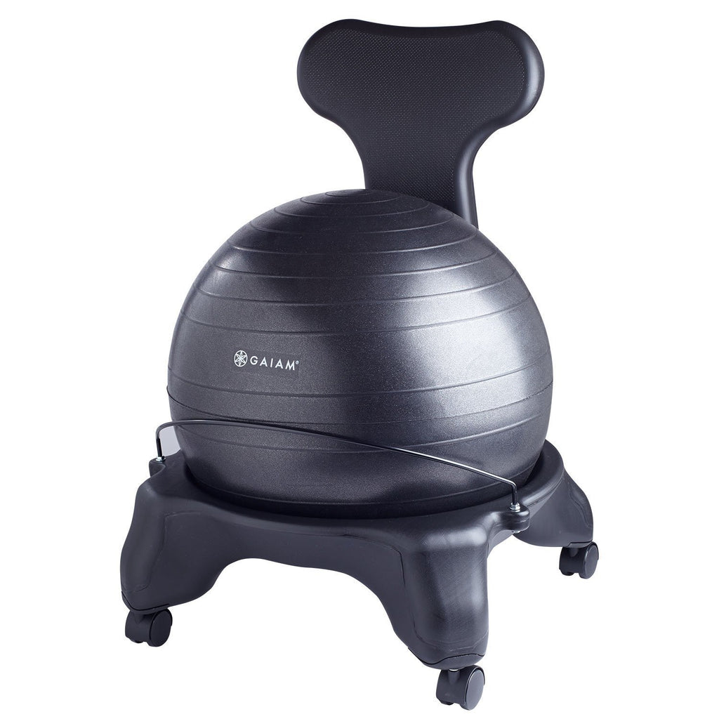 Gaiam Classic Balance Ball Chair – Exercise Stability Yoga Ball Premium Ergonomic Chair for Home and Office Desk with Air Pump, Exercise Guide and Satisfaction