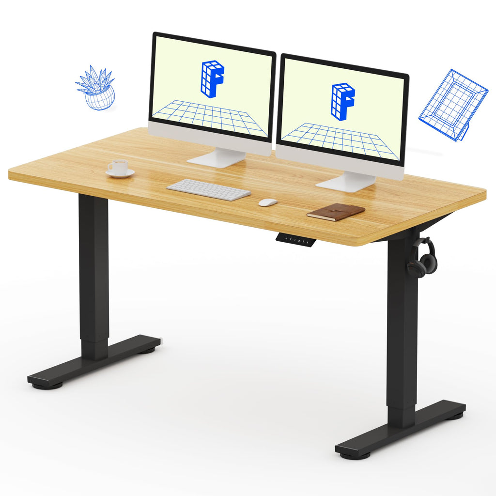 FLEXISPOT EN1 One-Piece Standing Desk, Electric Adjustable with 4 Memory Presets, 176 LBS Capacity, Stable & Quiet, Seamless Desktop for Home Office & Dual Monitors
