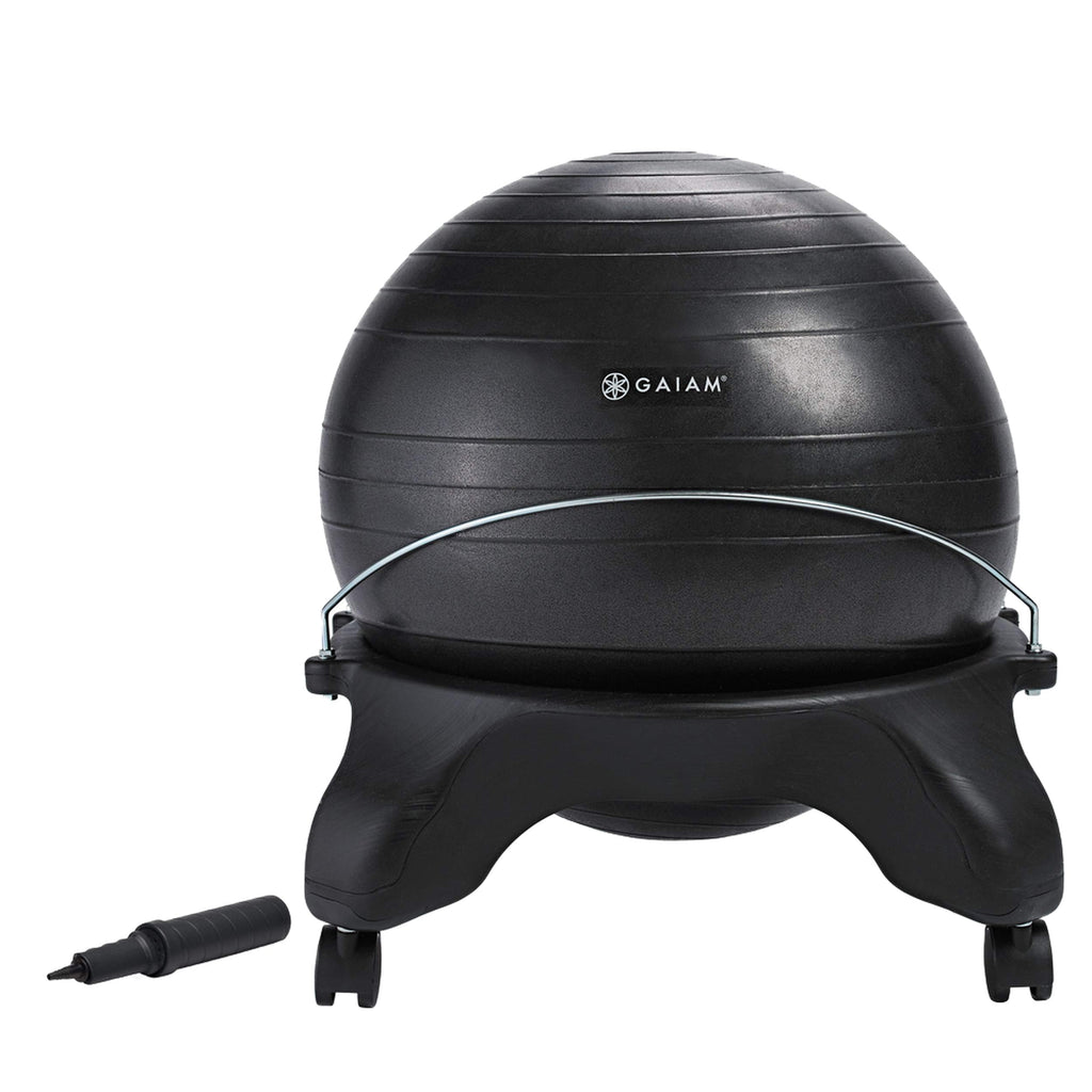 Gaiam Classic Balance Ball Chair – Exercise Stability Yoga Ball Premium Ergonomic Chair for Home and Office Desk with Air Pump, Exercise Guide and Satisfaction