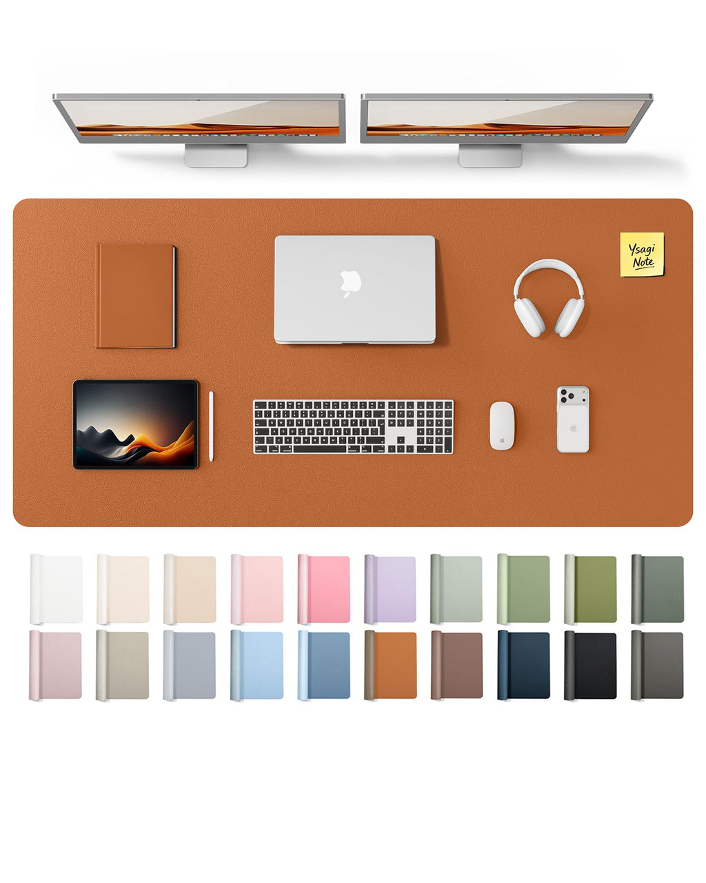 YSAGi Leather Desk Mat, Large Mouse Mat, Non-Slip Desk Pad Desk Protector Mat, Waterproof PU Leather Laptop Mat Table Mat Desk Writing Pad for Office and Home