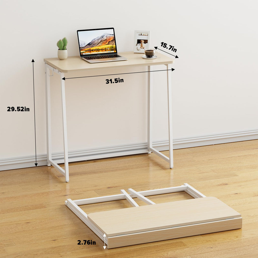 WOHOMO Folding Computer Desk, Small Writing Foldable Desk, Space-Saving Laptop Table, Easy Assemble Workstation for Home Office