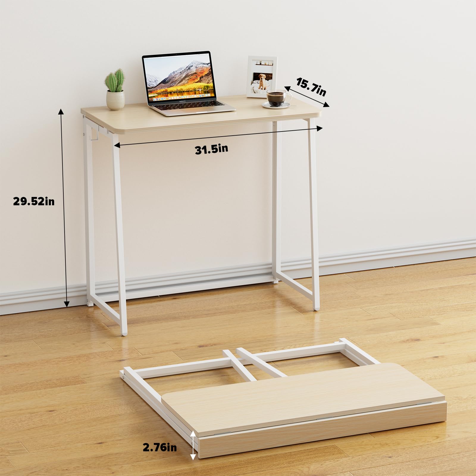 WOHOMO Folding Computer Desk, Small Writing Foldable Desk, Space-Saving Laptop Table, Easy Assemble Workstation for Home Office