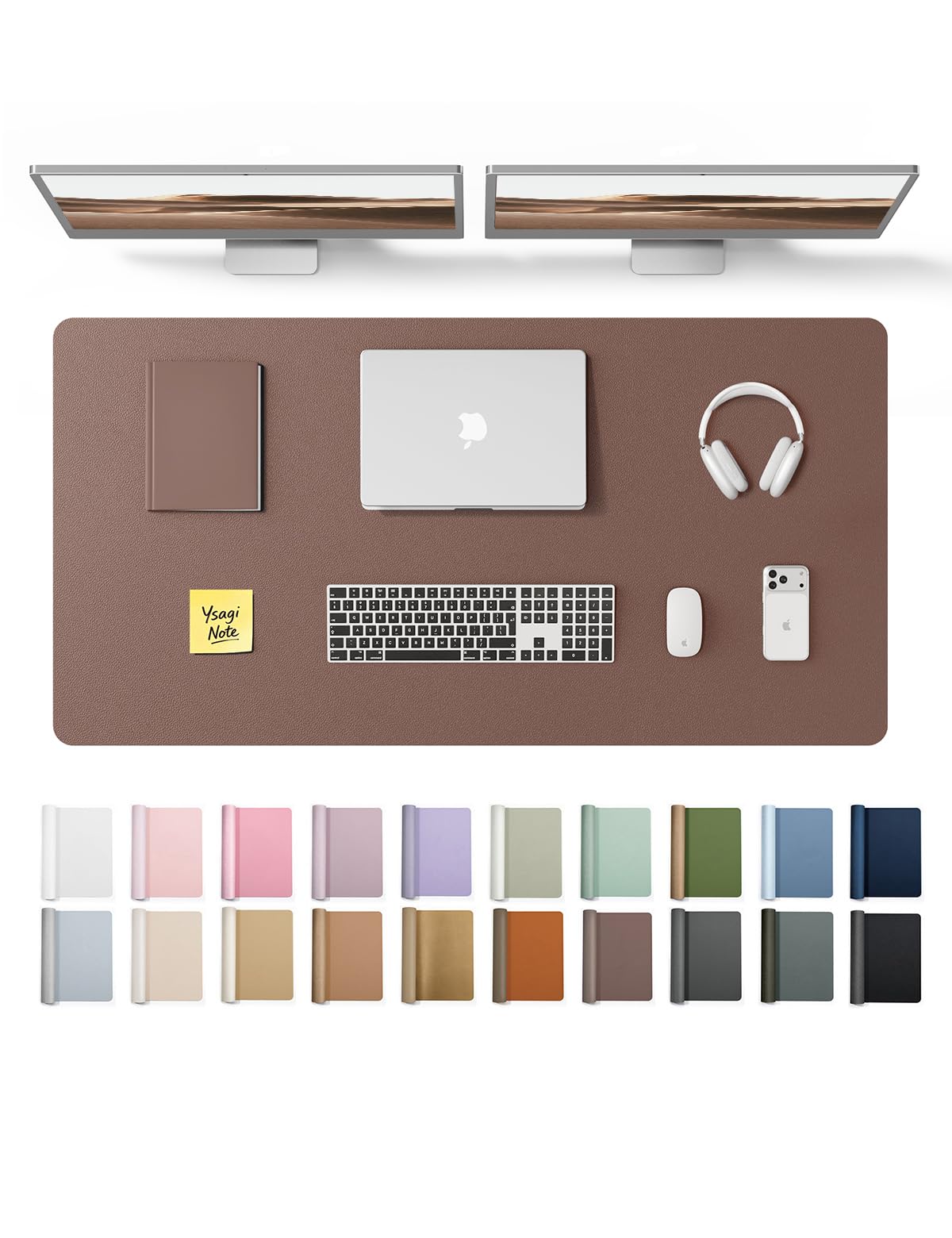 YSAGi Leather Desk Mat, Large Mouse Mat, Non-Slip Desk Pad Desk Protector Mat, Waterproof PU Leather Laptop Mat Table Mat Desk Writing Pad for Office and Home