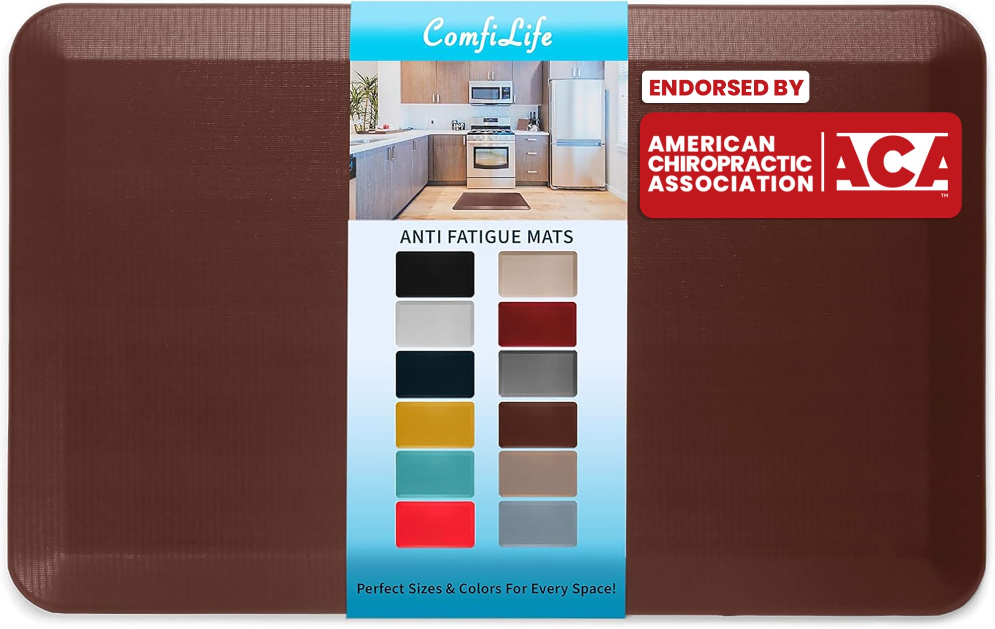 ComfiLife Anti Fatigue Floor Mat – 3/4 Inch Thick Perfect Kitchen Mat, Standing Desk Mat – Kitchen Rug – Comfort at Home, Office – Durable – Stain Resistant – Non-Slip Bottom