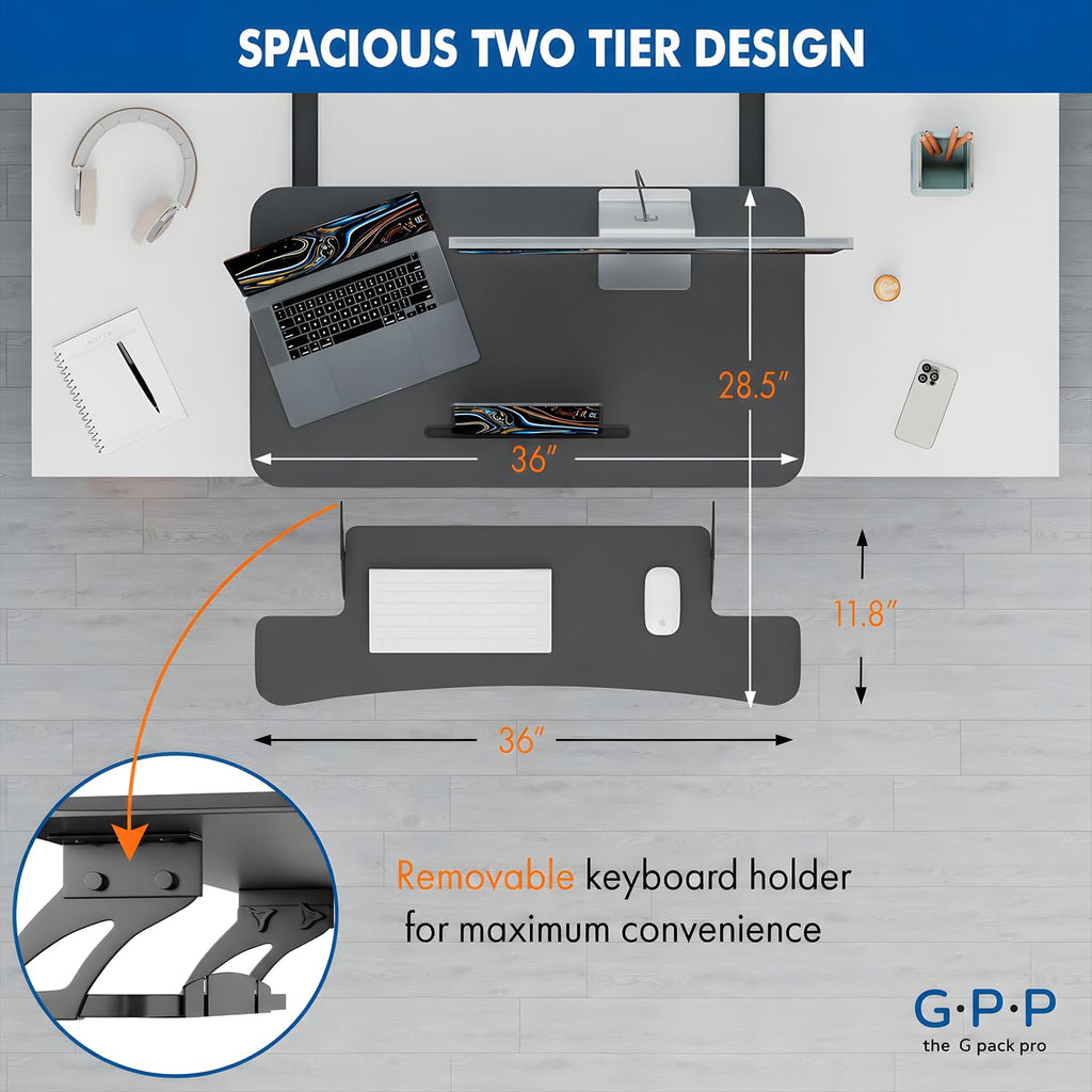 G-PACK PRO Standing Desk Converter, Adjustable Height