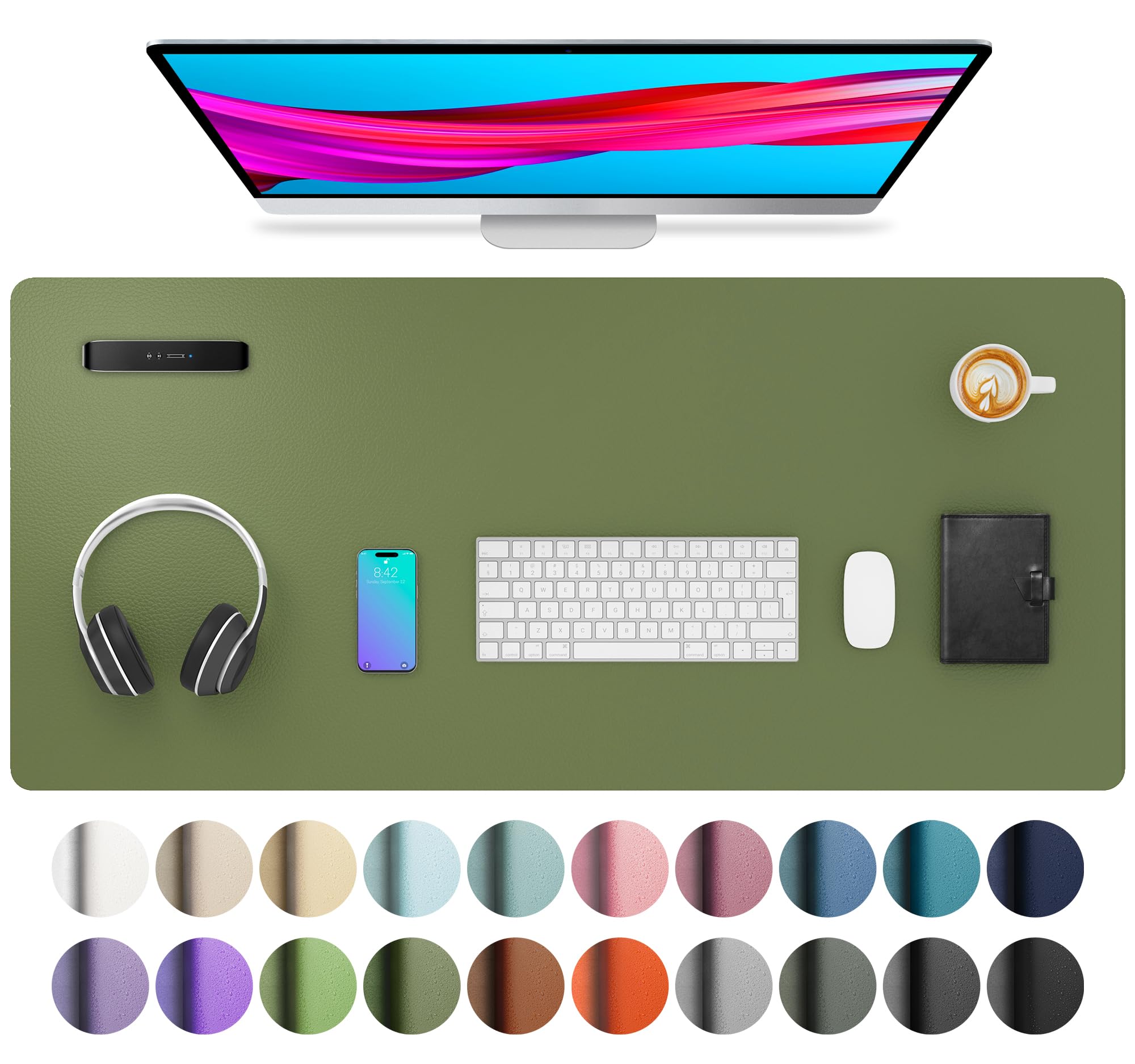 Leather Desk Pad Protector,Mouse Pad,Office Desk Mat,Non-Slip PU Leather Desk Blotter,Laptop Desk Pad,Waterproof Desk Writing Pad for Office and Home