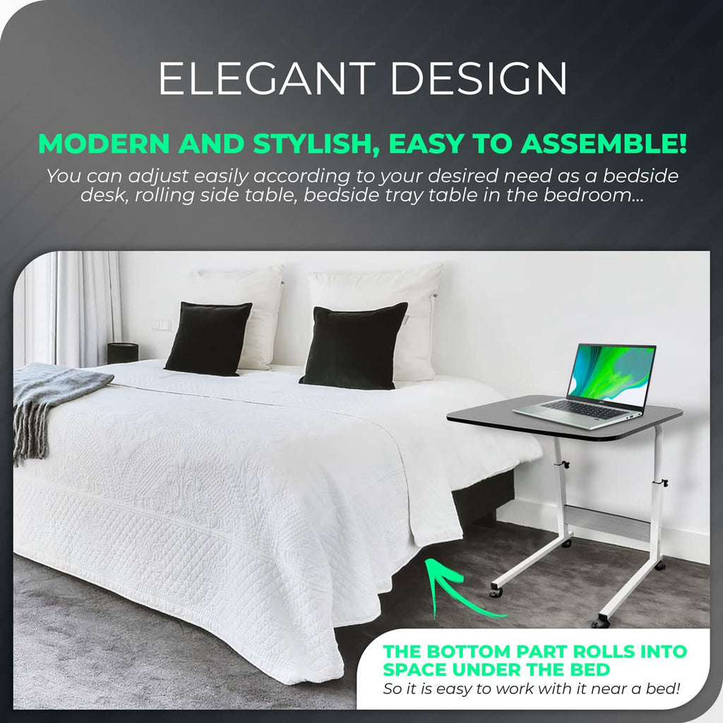 Perfect Life Ideas Standing Desk Adjustable Laptop Stand with Wheels Rolling Mobile Work from Home Desktop Table