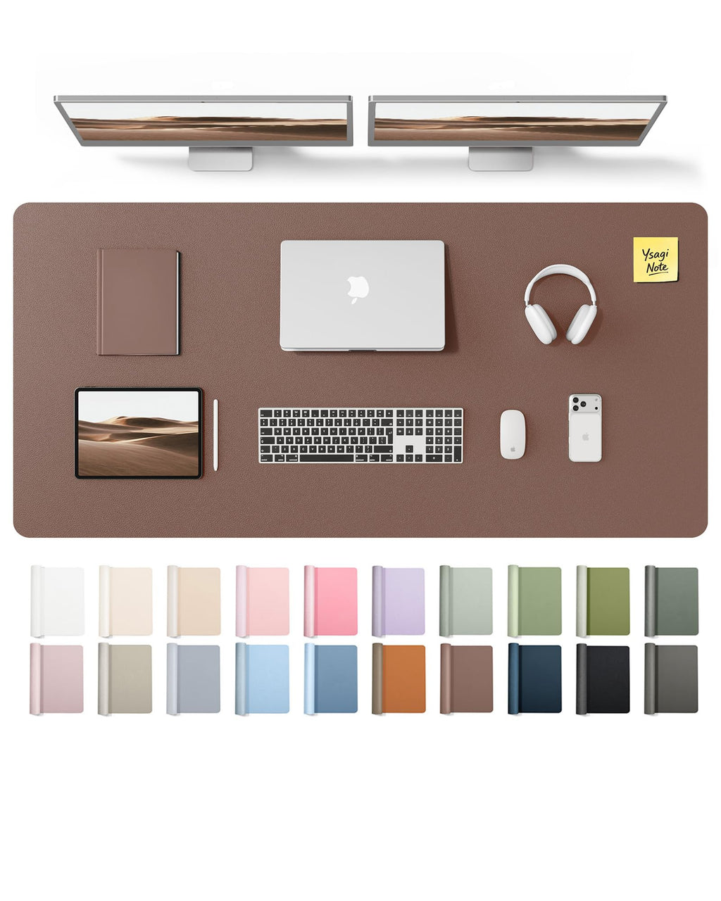 YSAGi Leather Desk Mat, Large Mouse Mat, Non-Slip Desk Pad Desk Protector Mat, Waterproof PU Leather Laptop Mat Table Mat Desk Writing Pad for Office and Home