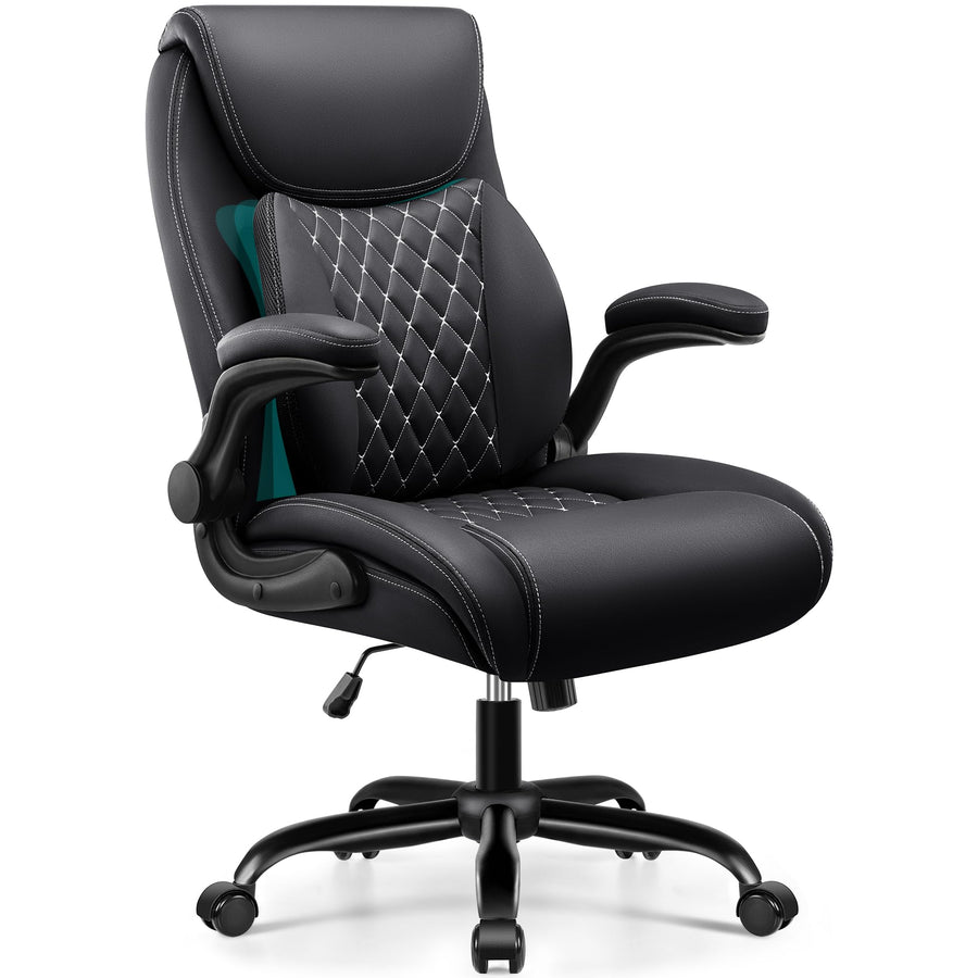 Ergonomic Leather Office Chair with Lumbar Support
