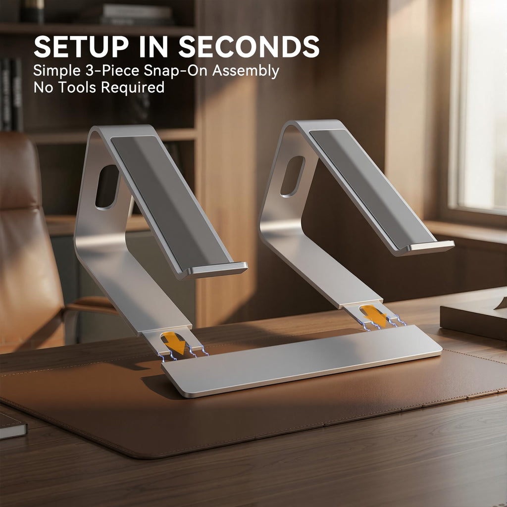 SOUNDANCE Laptop Stand, Aluminum Computer Riser, Ergonomic Laptops Elevator for Desk, Metal Holder Compatible with 10 to 15.6 Inches Notebook Computer