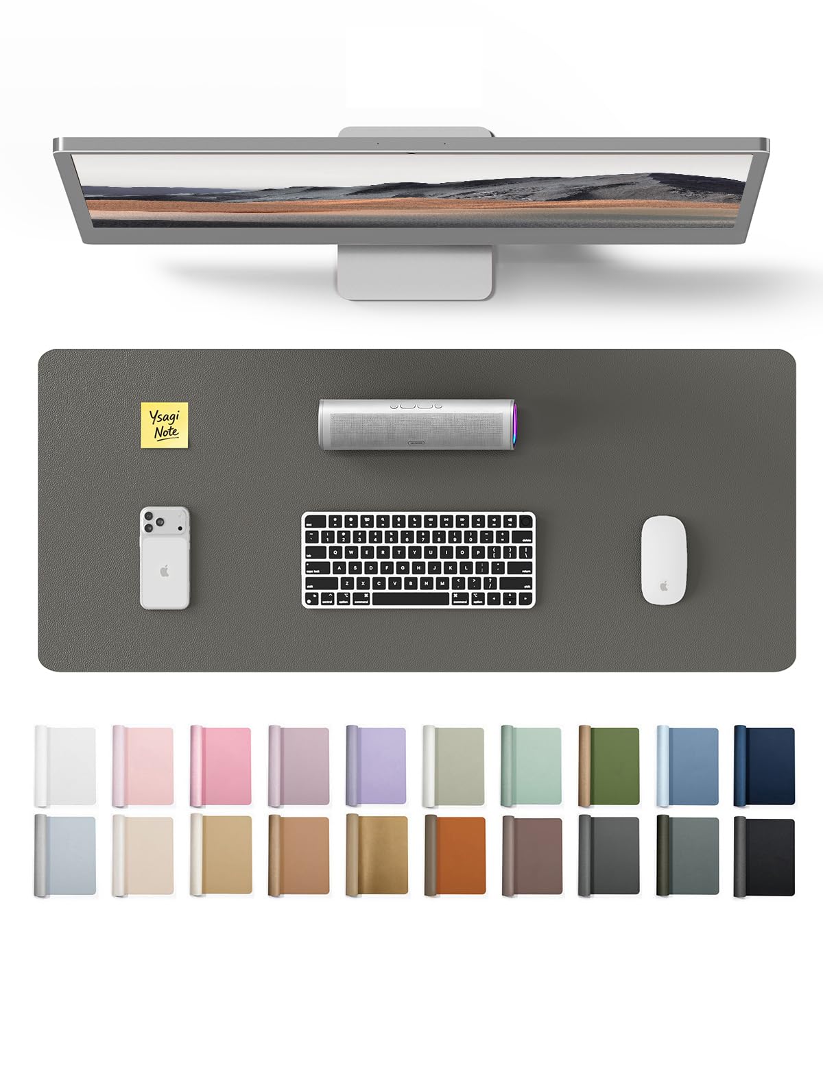 YSAGi Leather Desk Mat, Large Mouse Mat, Non-Slip Desk Pad Desk Protector Mat, Waterproof PU Leather Laptop Mat Table Mat Desk Writing Pad for Office and Home