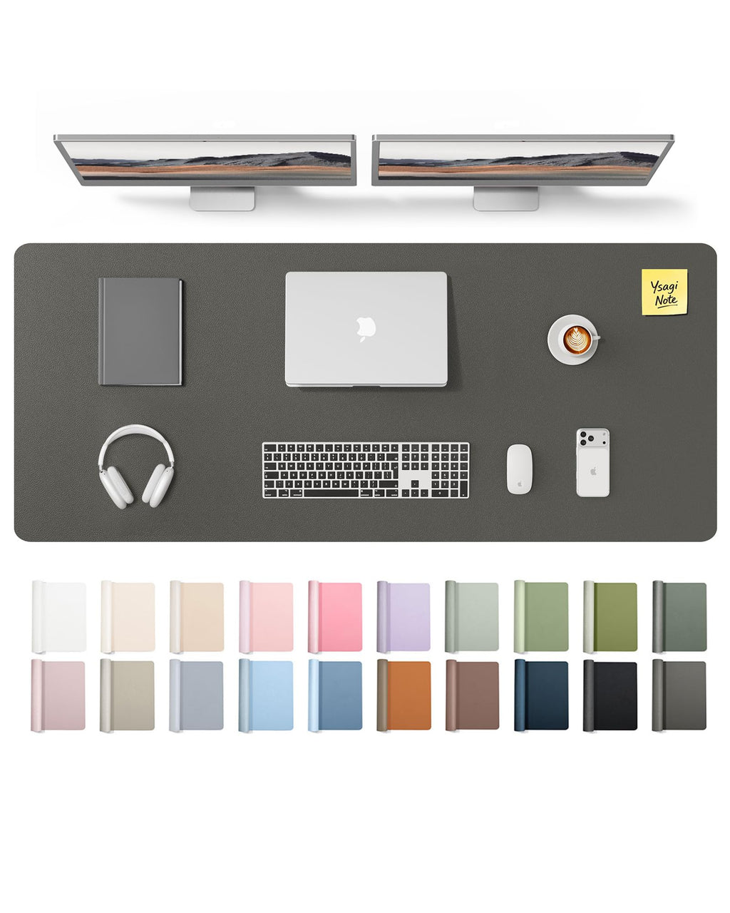 YSAGi Leather Desk Mat, Large Mouse Mat, Non-Slip Desk Pad Desk Protector Mat, Waterproof PU Leather Laptop Mat Table Mat Desk Writing Pad for Office and Home