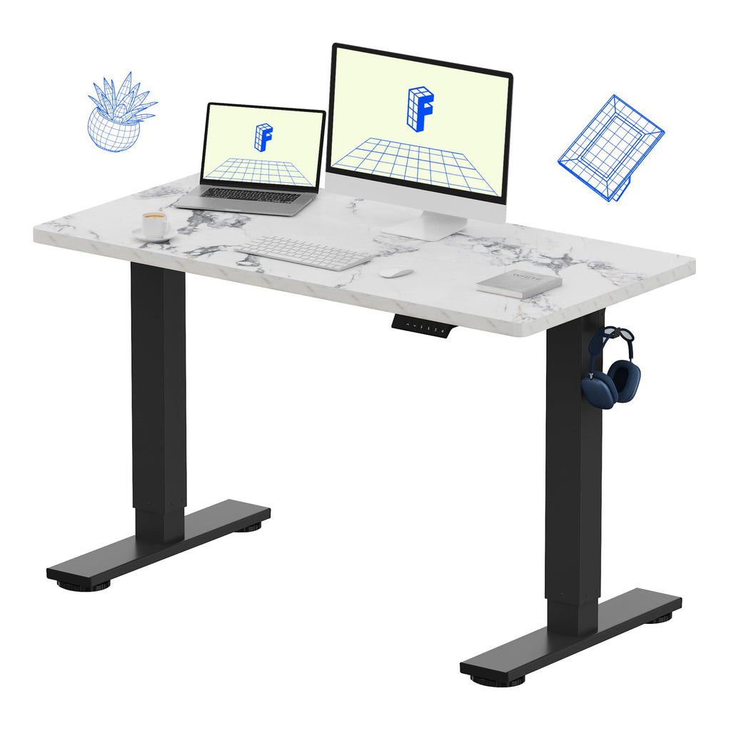 FLEXISPOT EN1 One-Piece Standing Desk, Electric Adjustable with 4 Memory Presets, 176 LBS Capacity, Stable & Quiet, Seamless Desktop for Home Office & Dual Monitors