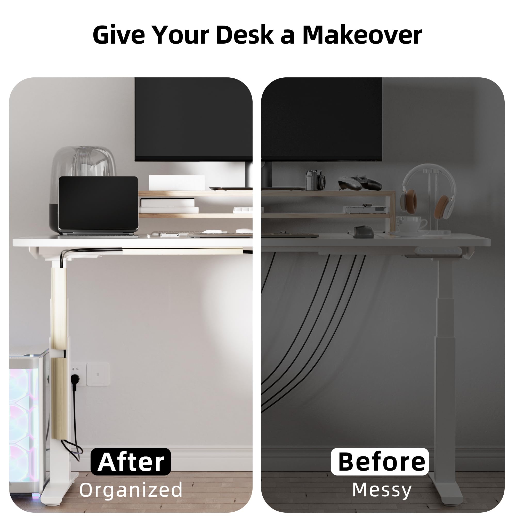 YECAYE Cable Management, Cord Organizer,Easy Install Self-Adhesive Cord Hider, Cable Organizer, Cable Hider for Office Organization,Child & Pet Proof, Black