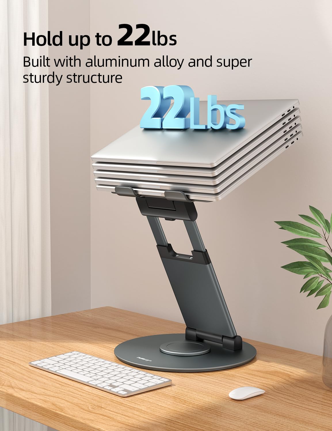 Nulaxy Swivel Laptop Stand Adjustable Height up to 21", Ergonomic Laptop Stand with 360 Rotating Base