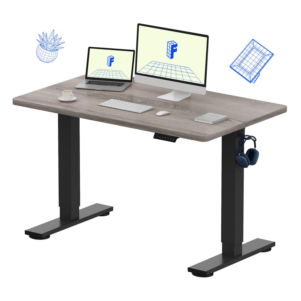 FLEXISPOT EN1 One-Piece Standing Desk, Electric Adjustable with 4 Memory Presets, 176 LBS Capacity, Stable & Quiet, Seamless Desktop for Home Office & Dual Monitors