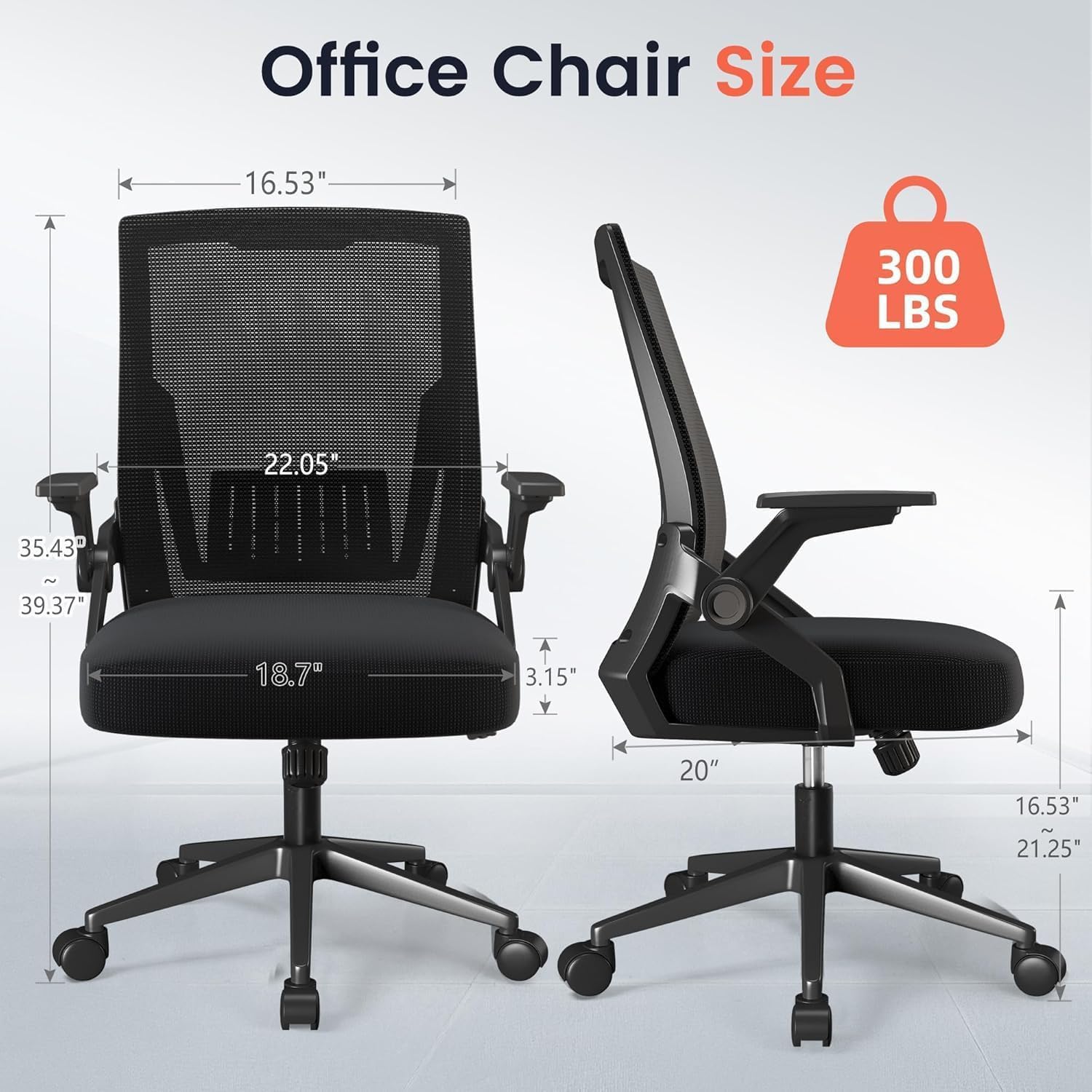 GTPLAYER Ergonomic Office Chair with Flip-up Armrests Executive Computer Chair for Home Office, Breathable Mesh & Adaptive Lumbar Support