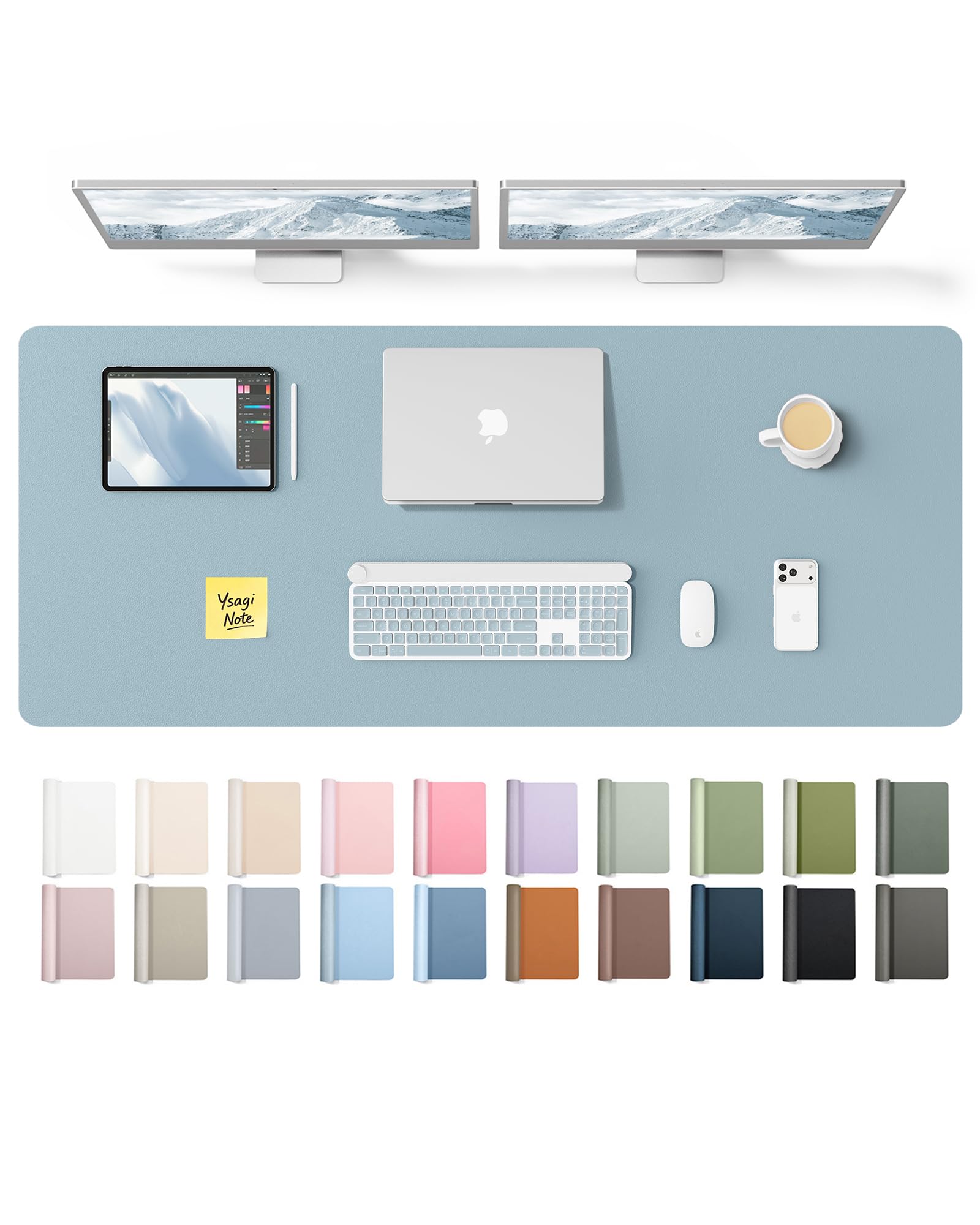 YSAGi Leather Desk Mat, Large Mouse Mat, Non-Slip Desk Pad Desk Protector Mat, Waterproof PU Leather Laptop Mat Table Mat Desk Writing Pad for Office and Home