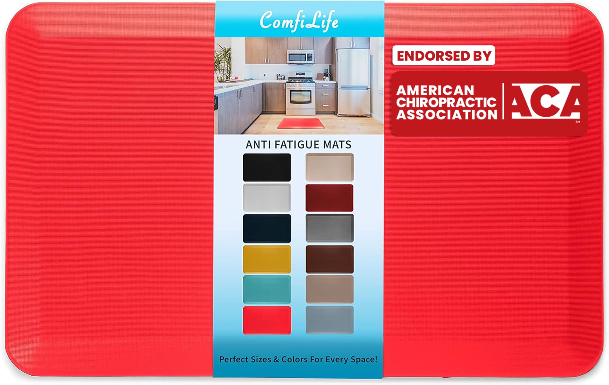 ComfiLife Anti Fatigue Floor Mat – 3/4 Inch Thick Perfect Kitchen Mat, Standing Desk Mat – Kitchen Rug – Comfort at Home, Office – Durable – Stain Resistant – Non-Slip Bottom