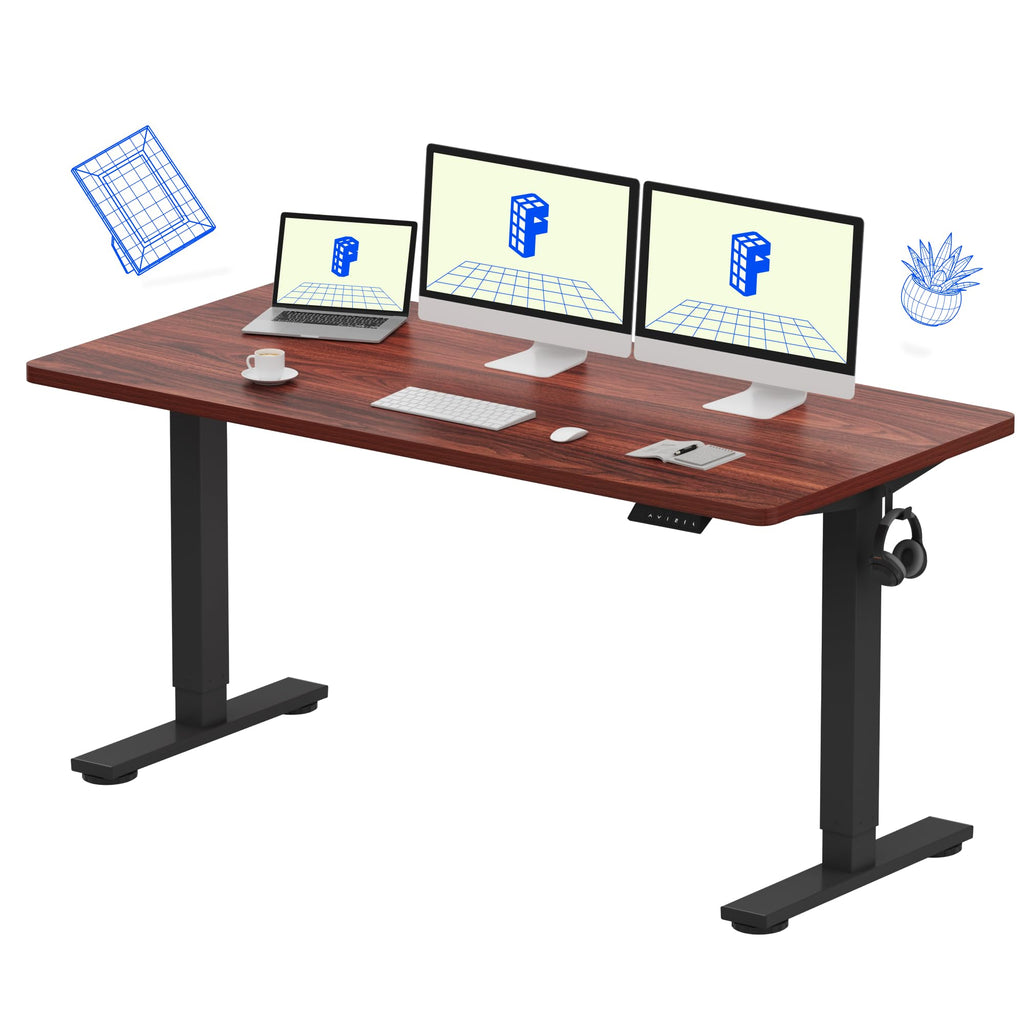 FLEXISPOT EN1 One-Piece Standing Desk, Electric Adjustable with 4 Memory Presets, 176 LBS Capacity, Stable & Quiet, Seamless Desktop for Home Office & Dual Monitors