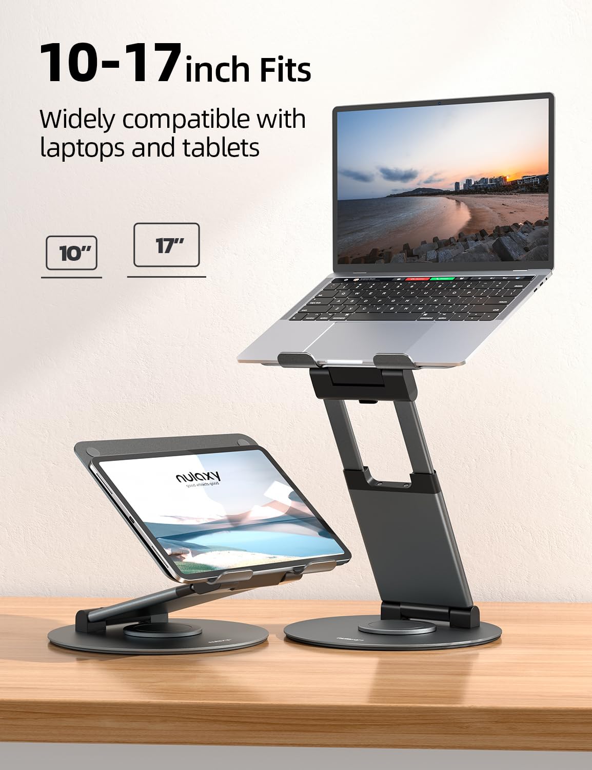 Nulaxy Swivel Laptop Stand Adjustable Height up to 21", Ergonomic Laptop Stand with 360 Rotating Base