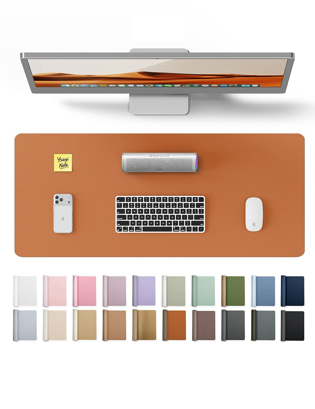 YSAGi Leather Desk Mat, Large Mouse Mat, Non-Slip Desk Pad Desk Protector Mat, Waterproof PU Leather Laptop Mat Table Mat Desk Writing Pad for Office and Home