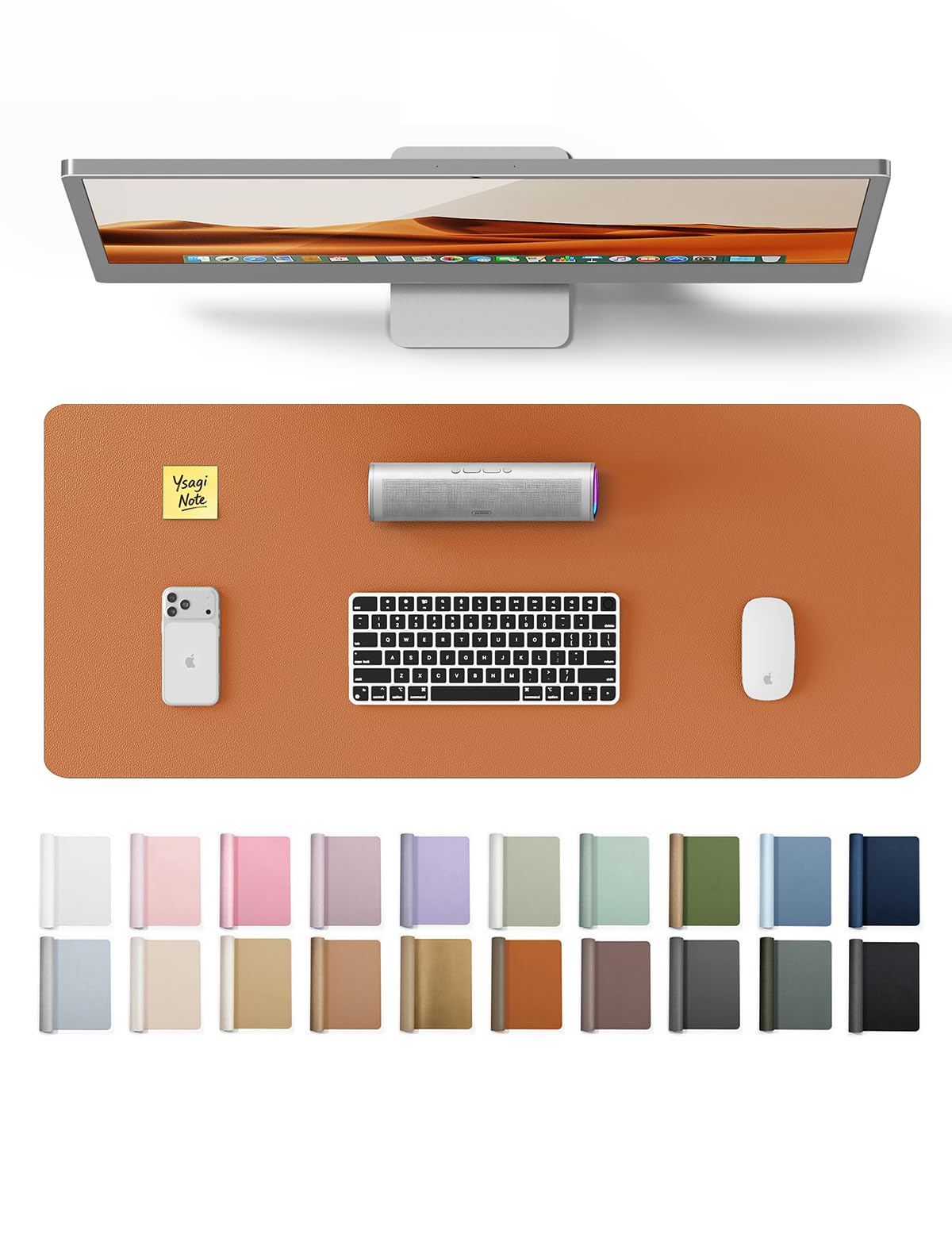 YSAGi Leather Desk Mat, Large Mouse Mat, Non-Slip Desk Pad Desk Protector Mat, Waterproof PU Leather Laptop Mat Table Mat Desk Writing Pad for Office and Home