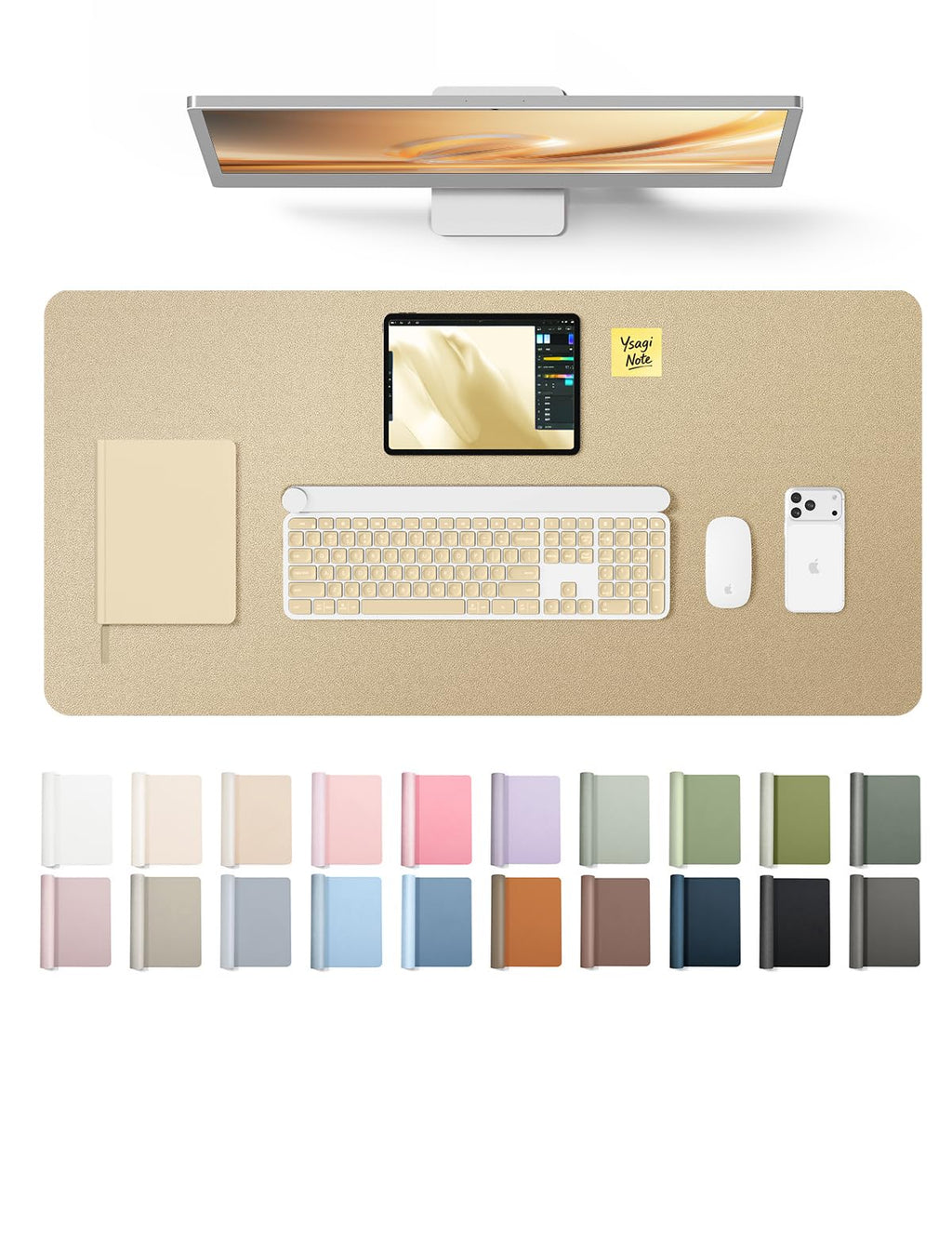 YSAGi Leather Desk Mat, Large Mouse Mat, Non-Slip Desk Pad Desk Protector Mat, Waterproof PU Leather Laptop Mat Table Mat Desk Writing Pad for Office and Home