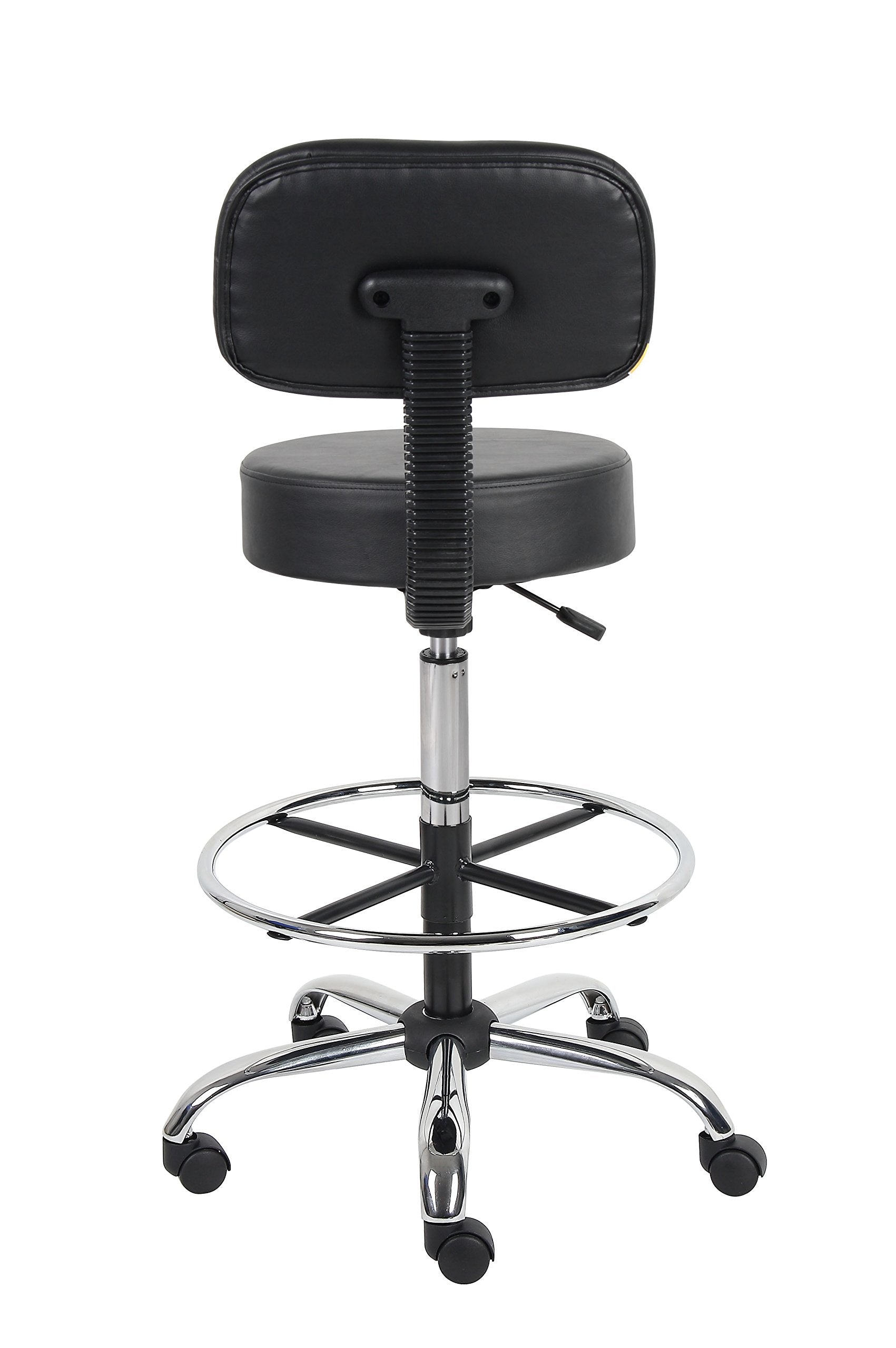 Boss Office Products Be Well Medical Spa Drafting Stool with Back, Black