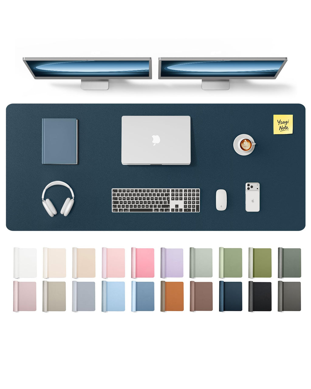 YSAGi Leather Desk Mat, Large Mouse Mat, Non-Slip Desk Pad Desk Protector Mat, Waterproof PU Leather Laptop Mat Table Mat Desk Writing Pad for Office and Home