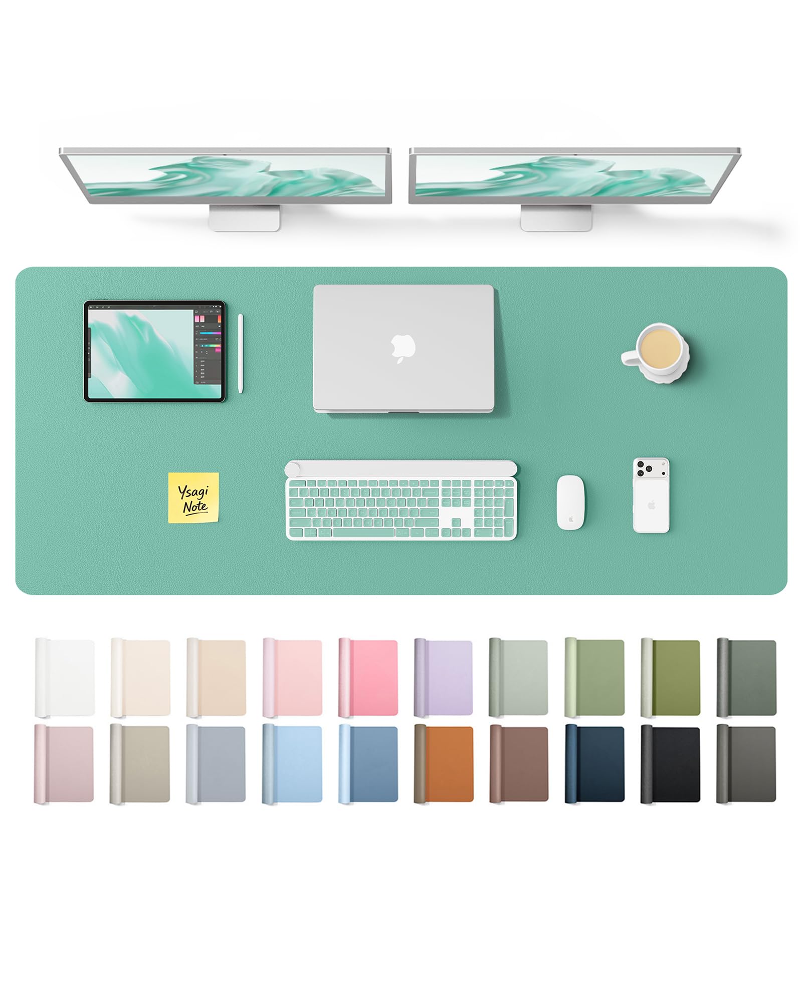YSAGi Leather Desk Mat, Large Mouse Mat, Non-Slip Desk Pad Desk Protector Mat, Waterproof PU Leather Laptop Mat Table Mat Desk Writing Pad for Office and Home