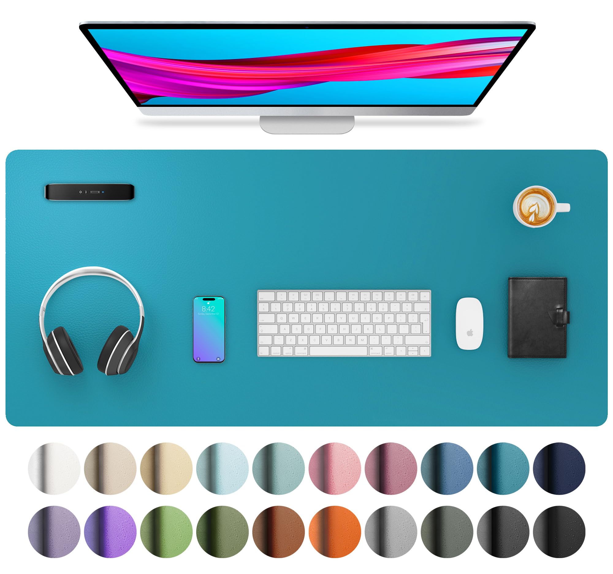 Leather Desk Pad Protector,Mouse Pad,Office Desk Mat,Non-Slip PU Leather Desk Blotter,Laptop Desk Pad,Waterproof Desk Writing Pad for Office and Home