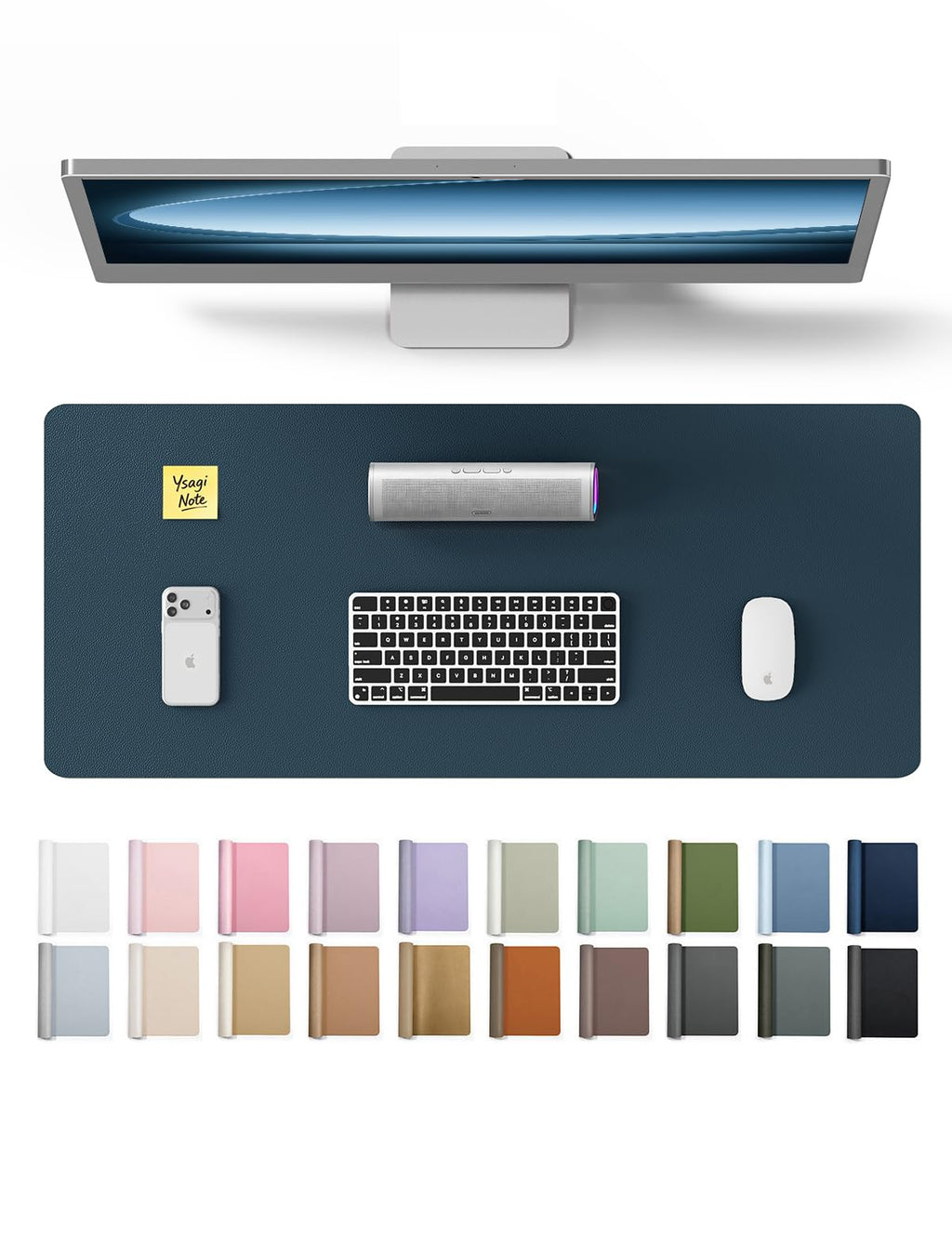 YSAGi Leather Desk Mat, Large Mouse Mat, Non-Slip Desk Pad Desk Protector Mat, Waterproof PU Leather Laptop Mat Table Mat Desk Writing Pad for Office and Home